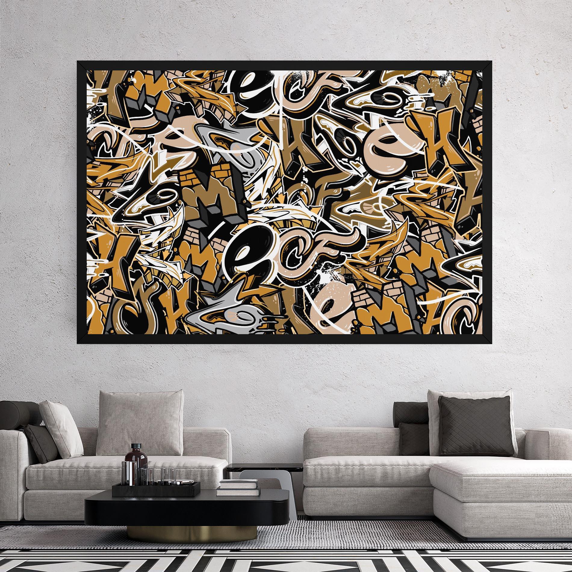 Tablou Canvas Yellow White Graffiti mockup 2