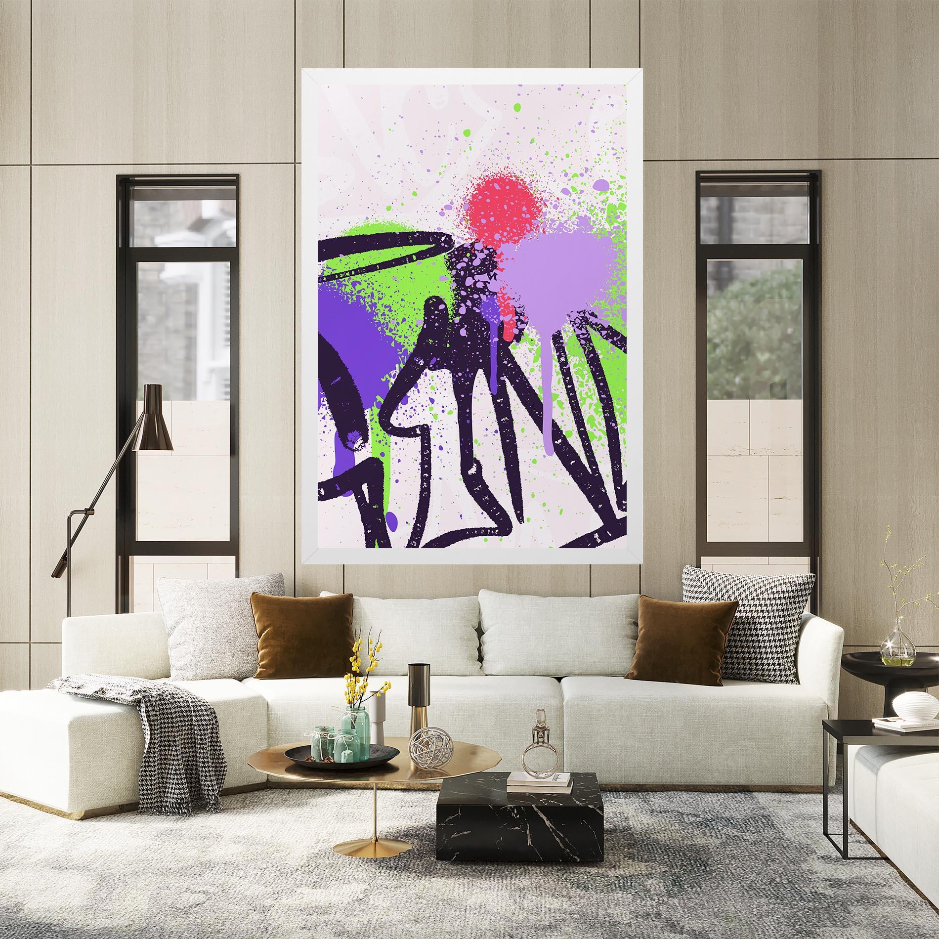 Tablou Canvas Green Purple Graffiti mockup 2
