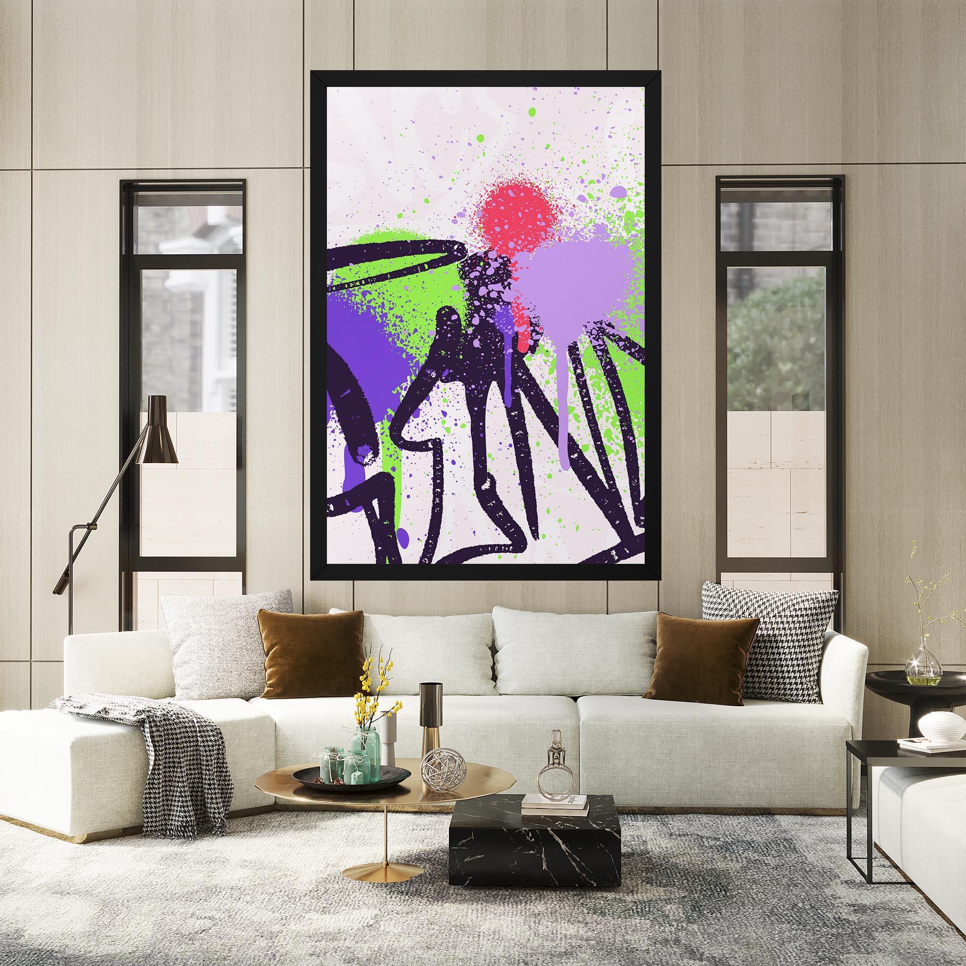 Tablou Canvas Green Purple Graffiti mockup 2