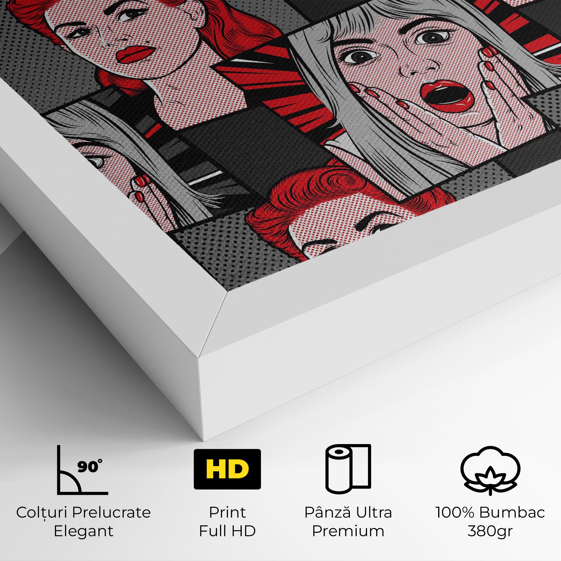 Tablou Canvas Grey Red Pop Art mockup 4