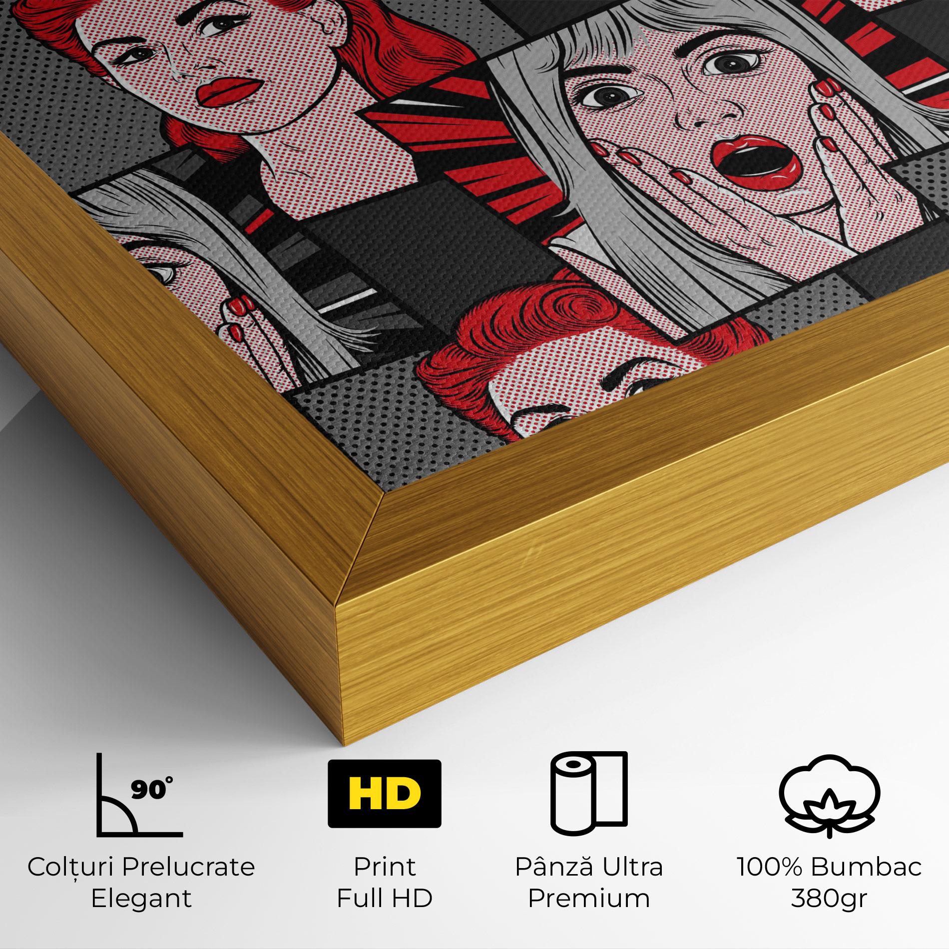 Tablou Canvas Grey Red Pop Art mockup 4