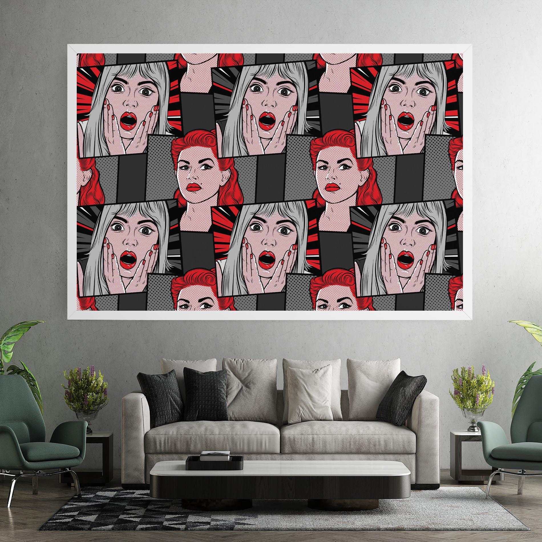 Tablou Canvas Grey Red Pop Art mockup 7