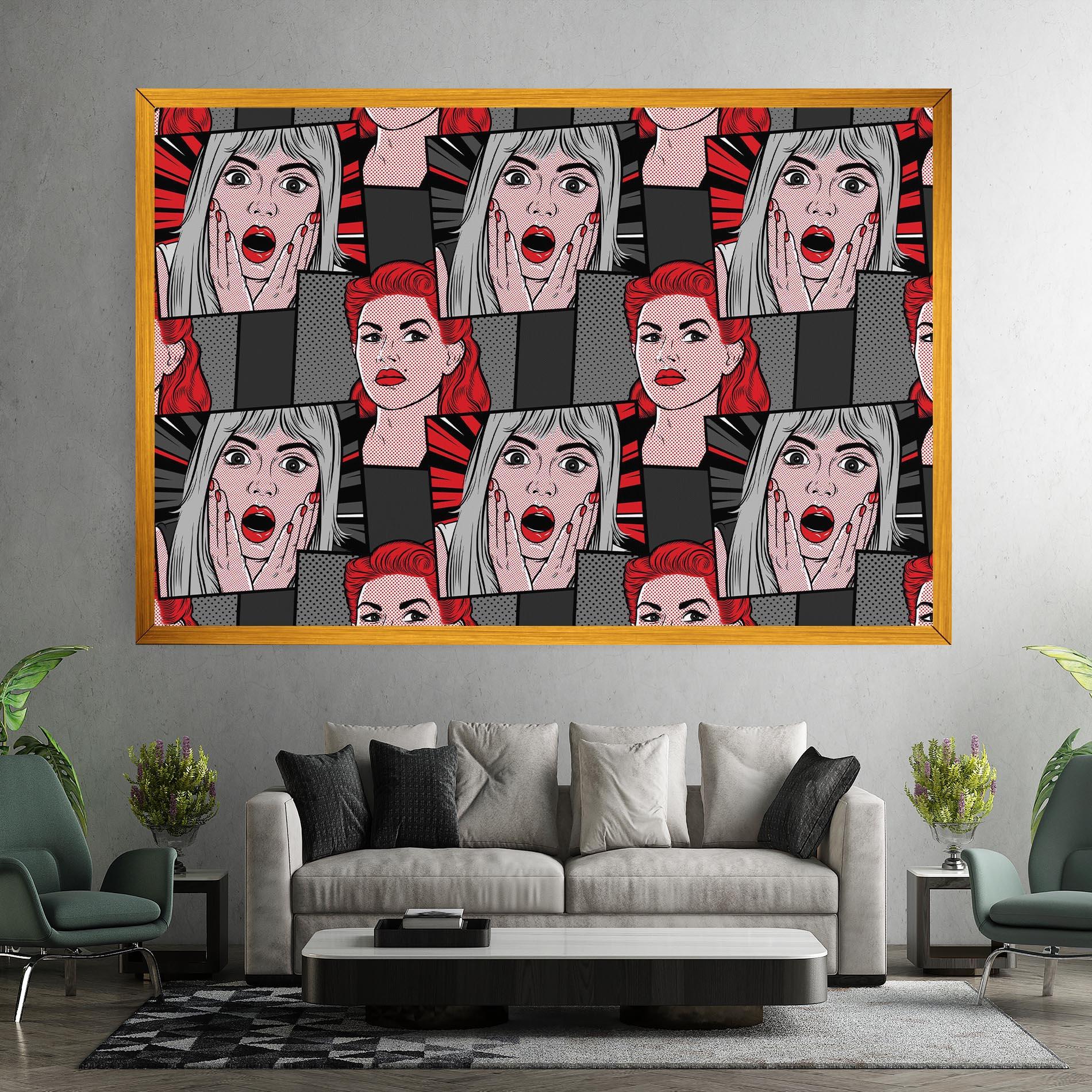 Tablou Canvas Grey Red Pop Art mockup 7