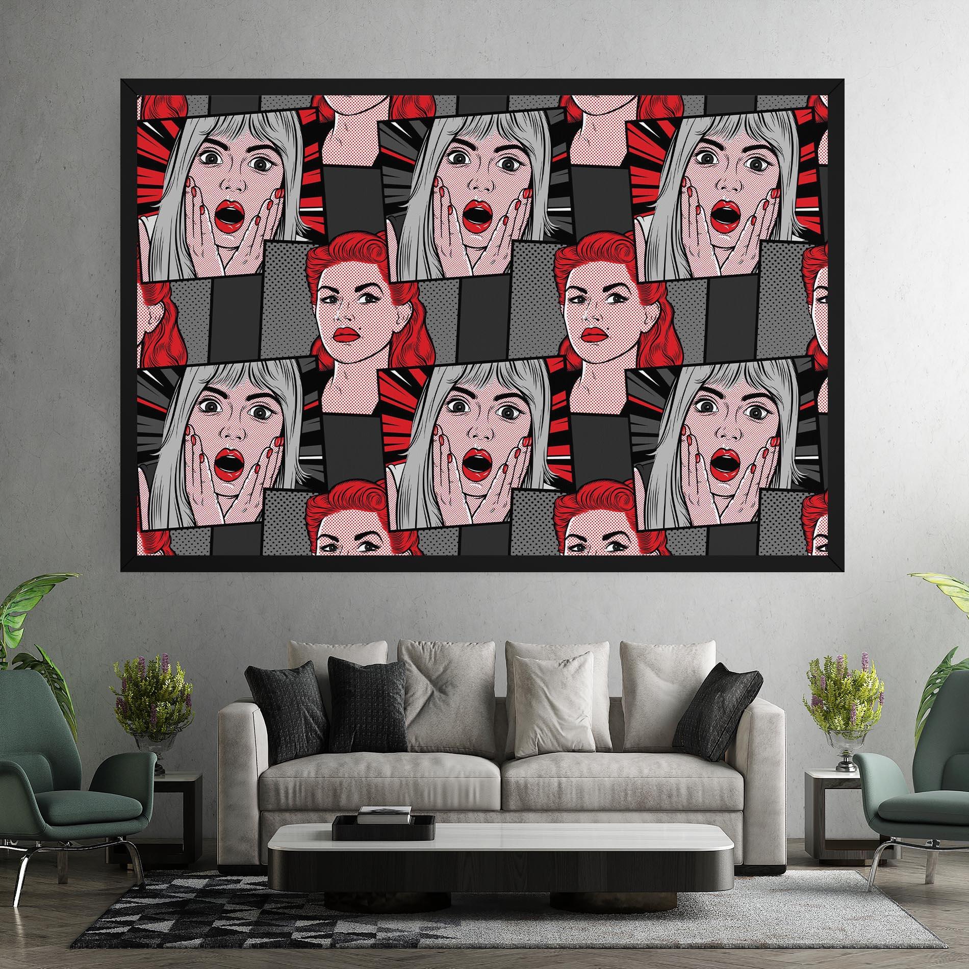 Tablou Canvas Grey Red Pop Art mockup 7