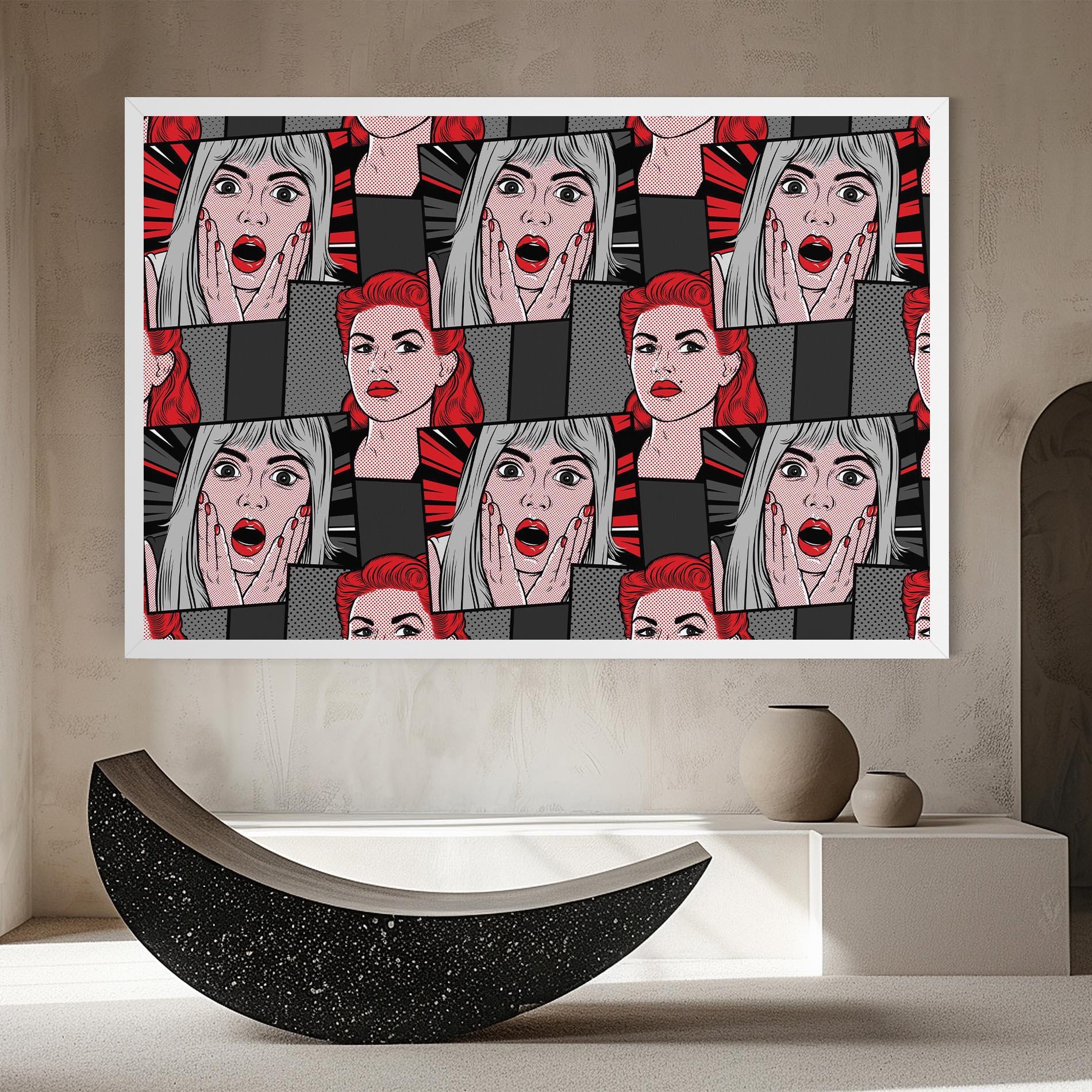 Tablou Canvas Grey Red Pop Art mockup 8