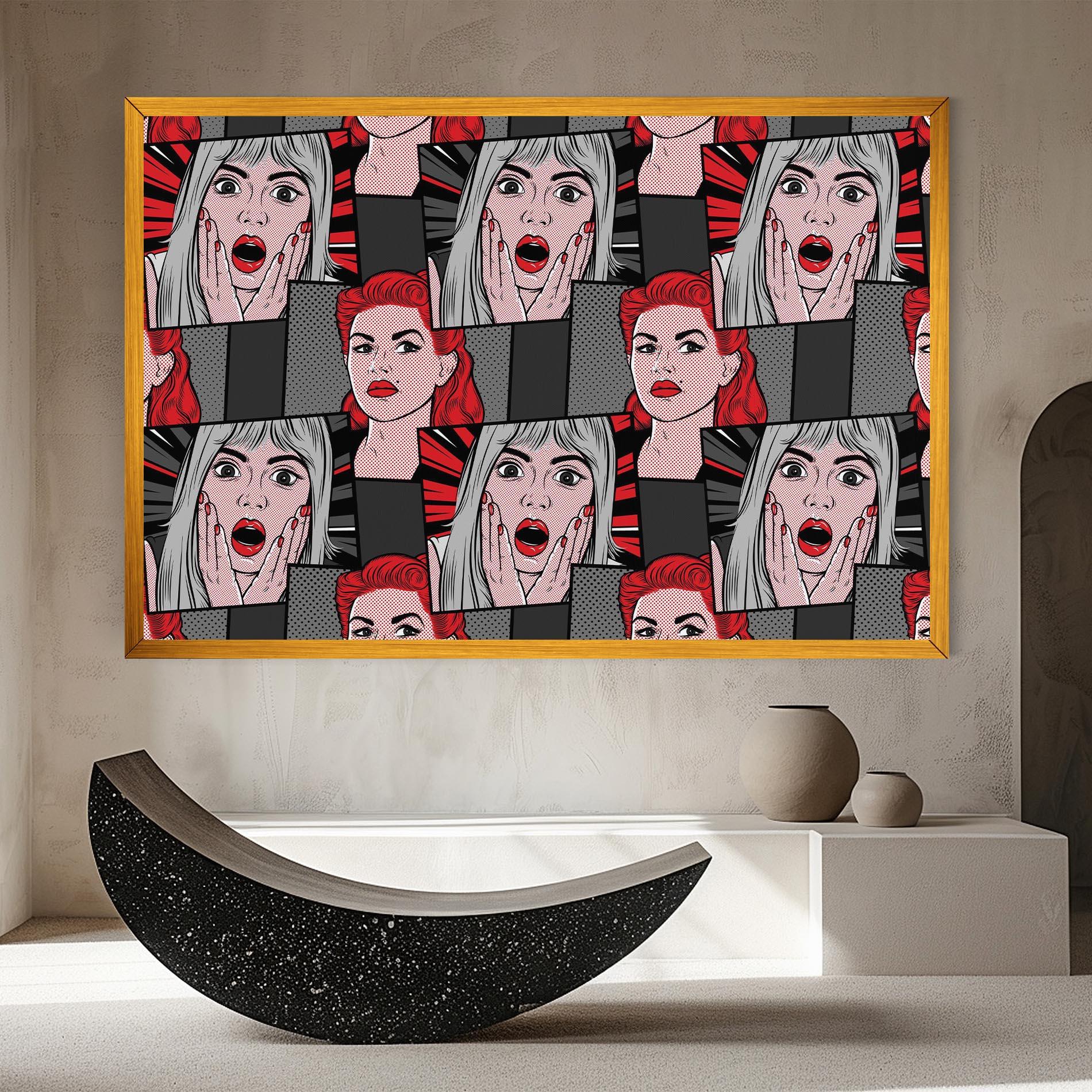 Tablou Canvas Grey Red Pop Art mockup 8