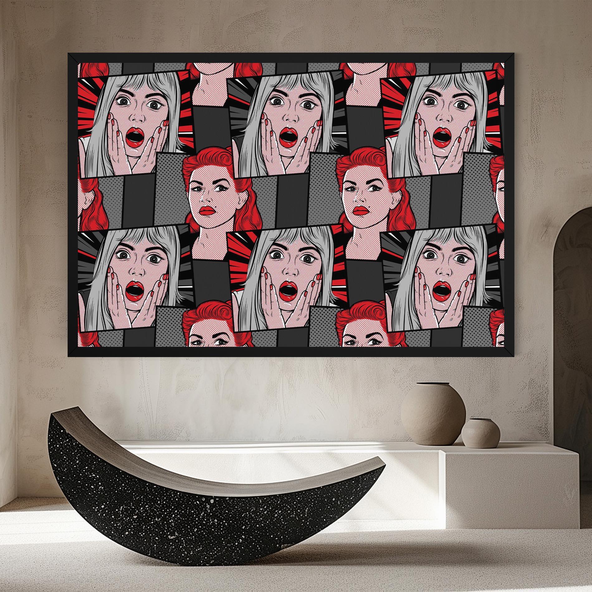 Tablou Canvas Grey Red Pop Art mockup 8