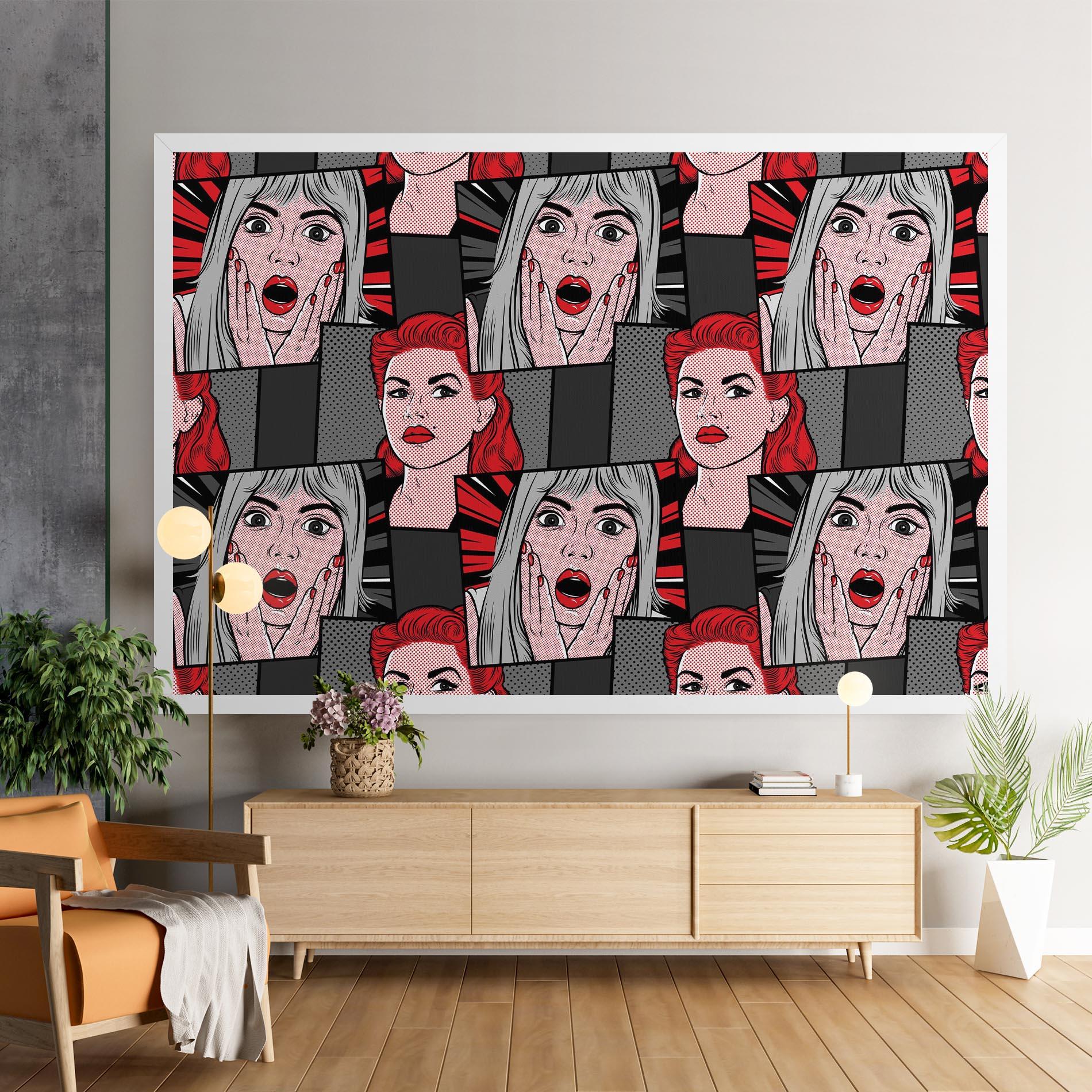 Tablou Canvas Grey Red Pop Art mockup 9