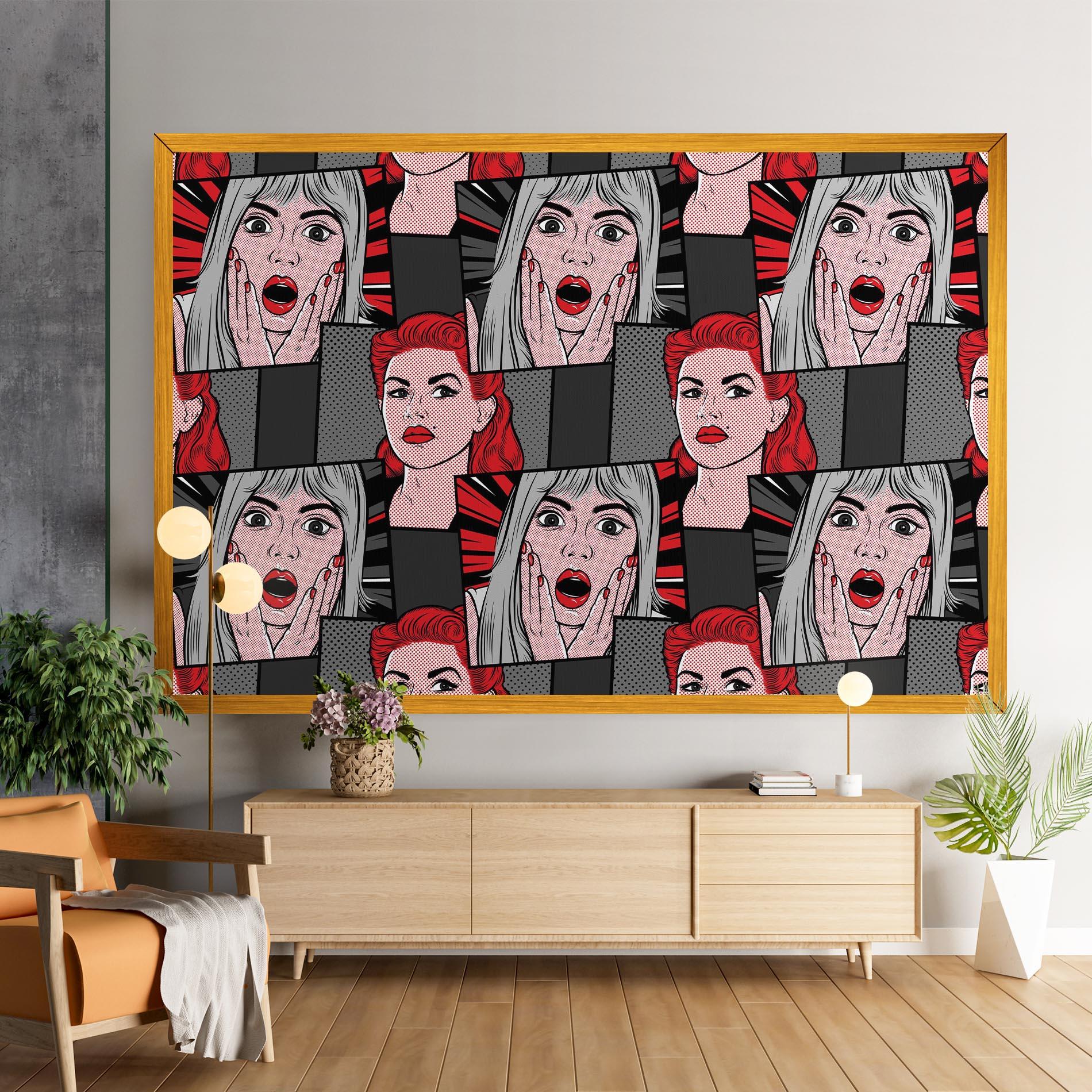 Tablou Canvas Grey Red Pop Art mockup 9