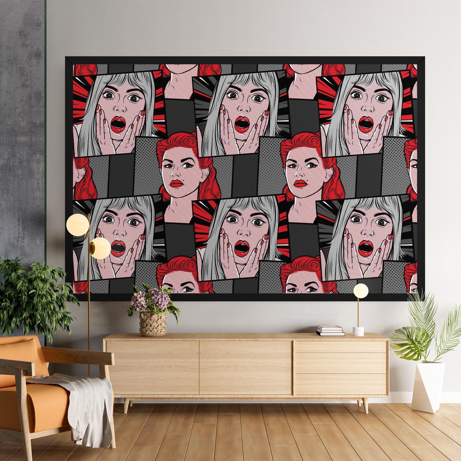 Tablou Canvas Grey Red Pop Art mockup 9