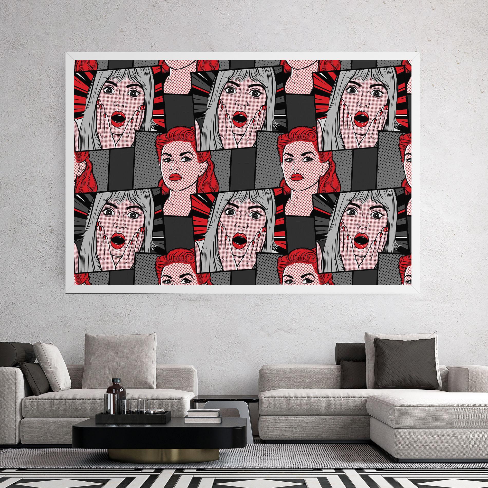 Tablou Canvas Grey Red Pop Art mockup 2