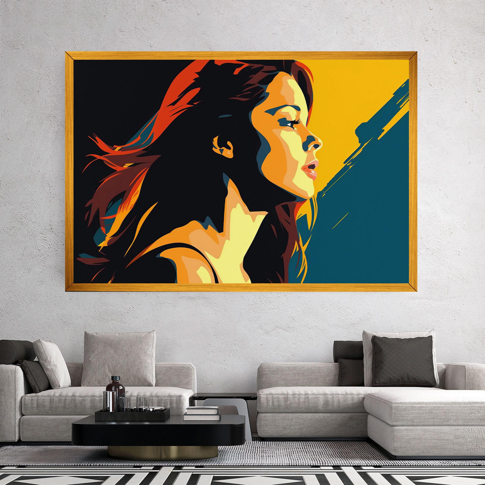 Tablou Canvas Blue Yellow Pop Art mockup 2