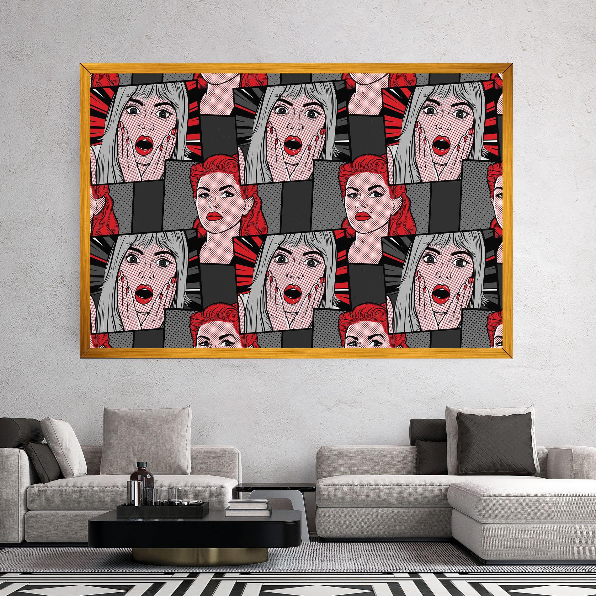 Tablou Canvas Grey Red Pop Art mockup 2