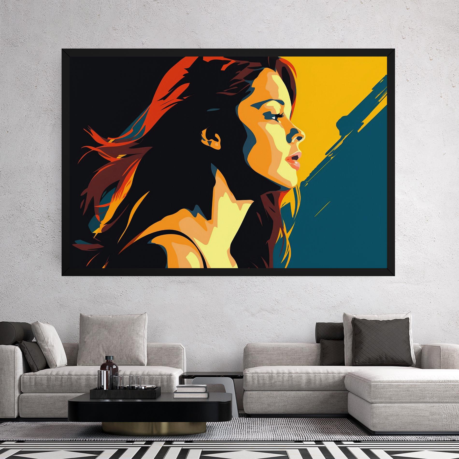 Tablou Canvas Blue Yellow Pop Art mockup 2