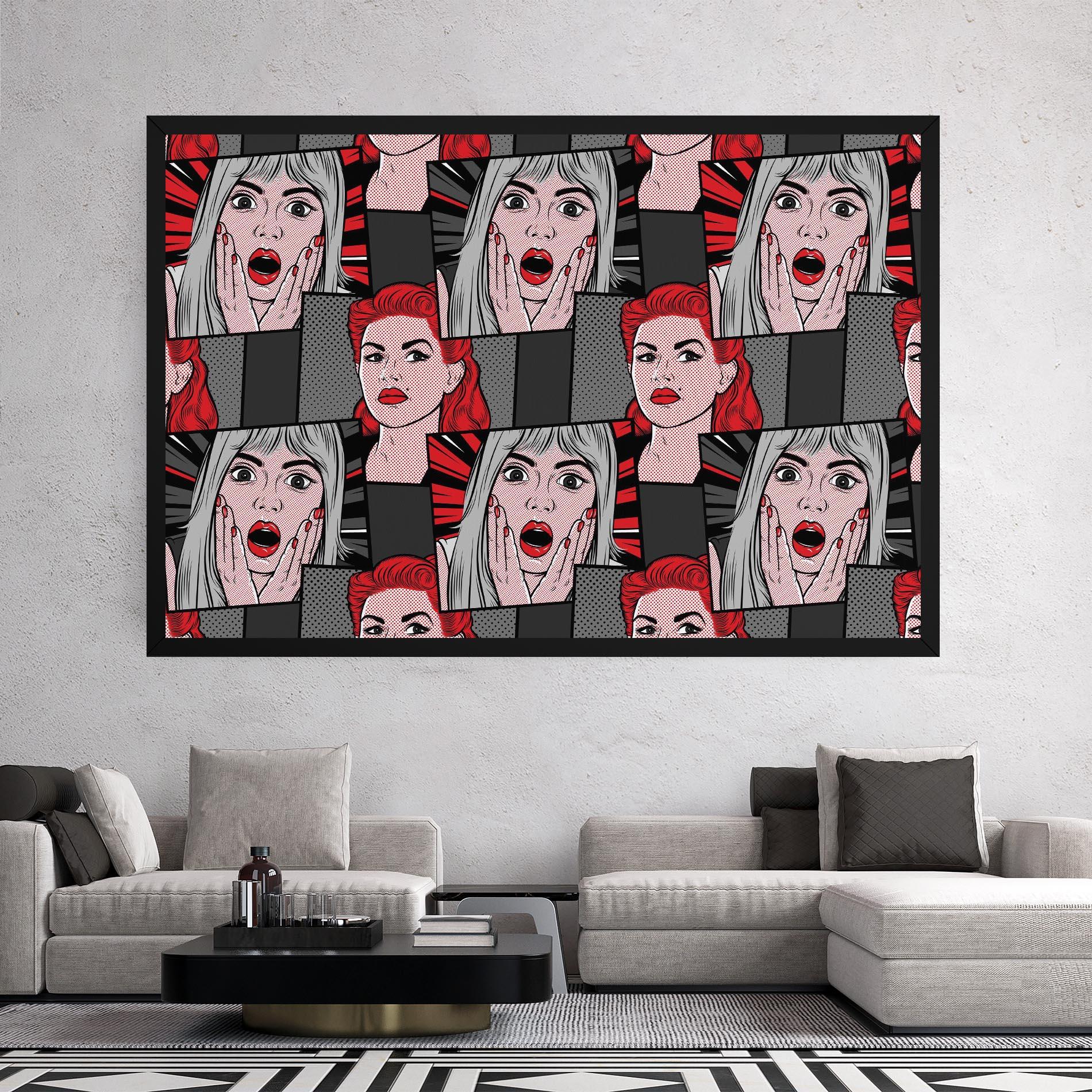 Tablou Canvas Grey Red Pop Art mockup 2
