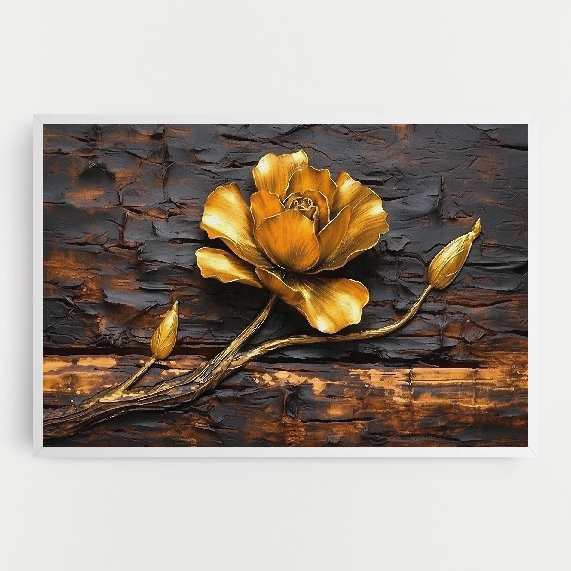 Tablou Canvas Golden Rose On Wood mockup 0