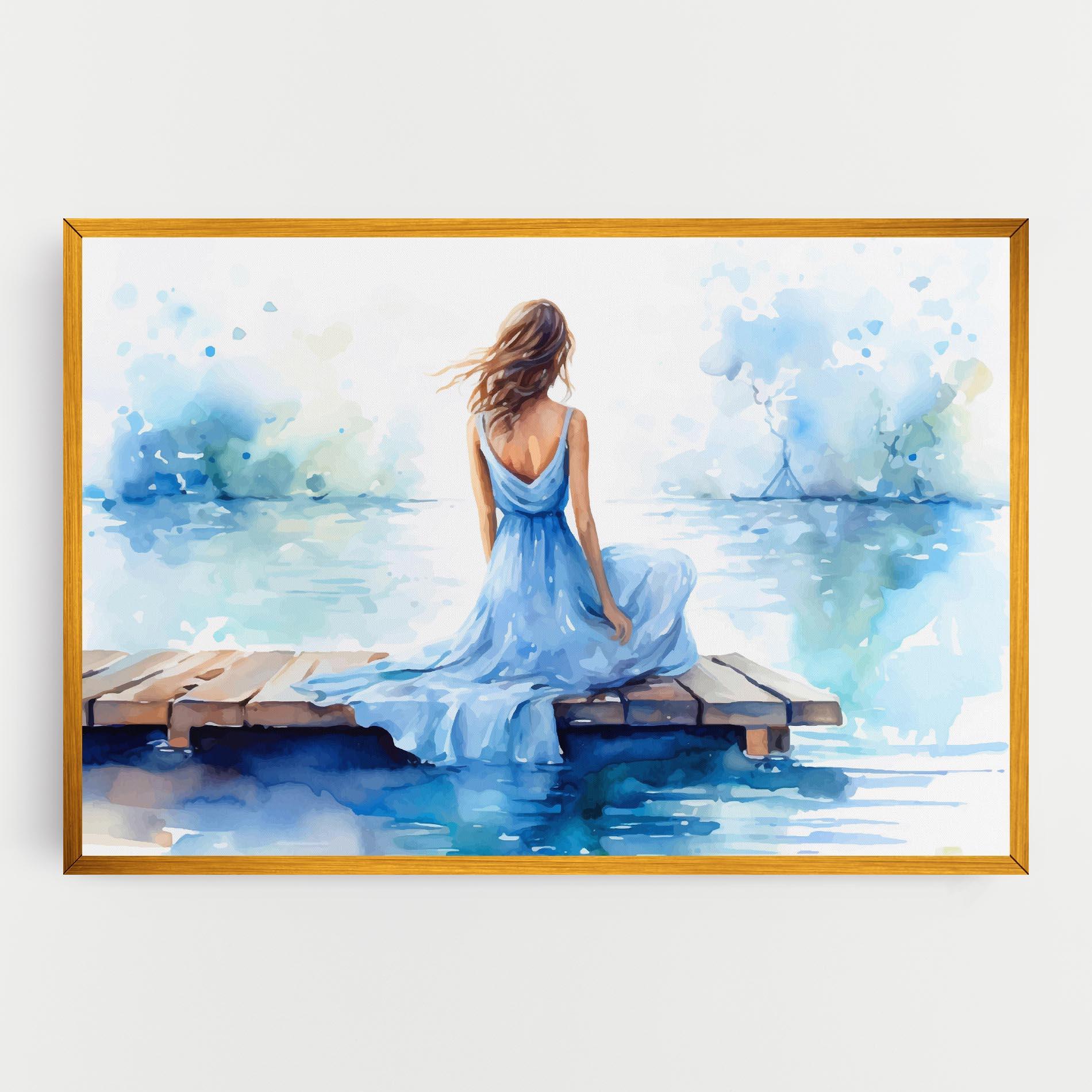Tablou Canvas Lake Blue Woman mockup 0