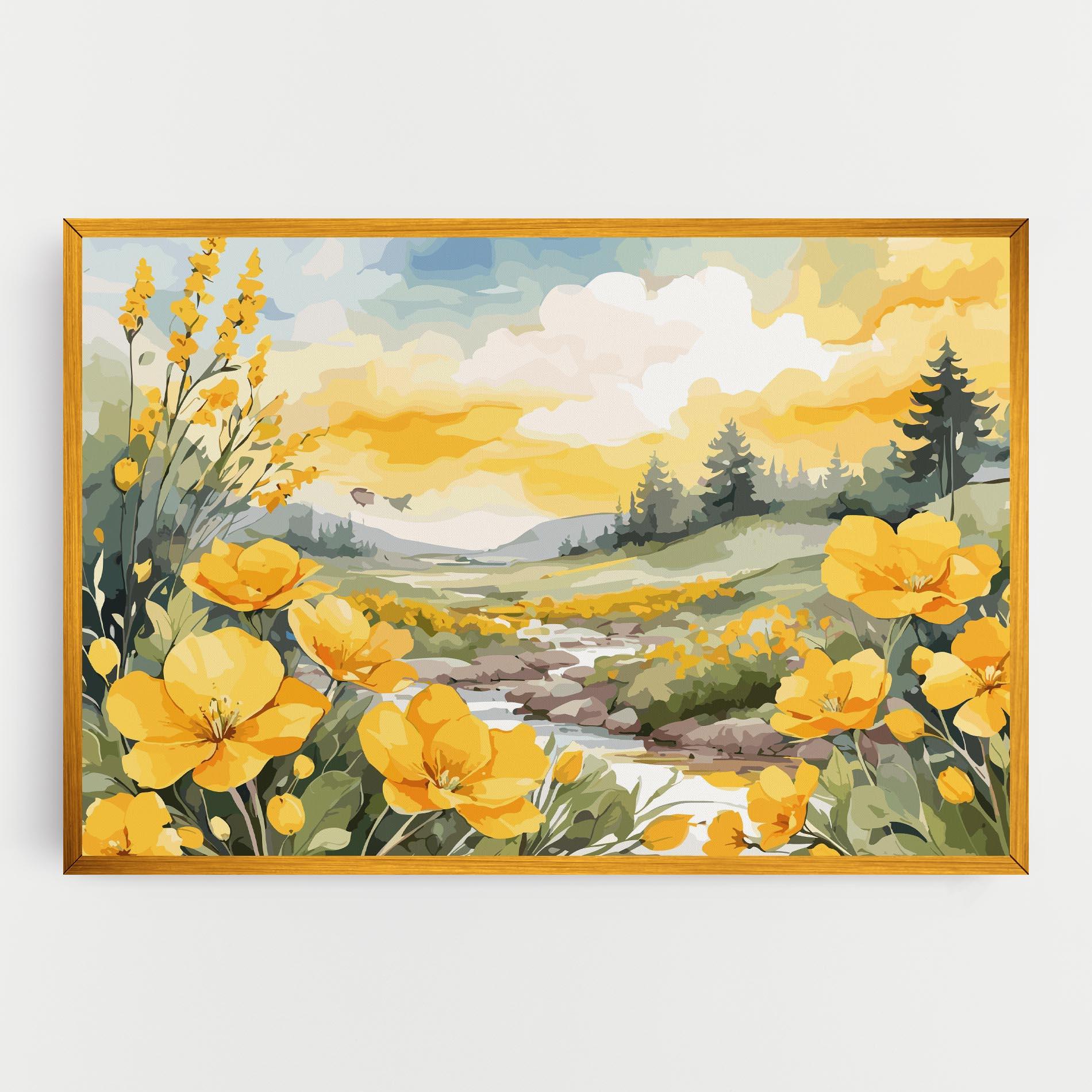 Tablou Canvas Yellow View Flower mockup 0