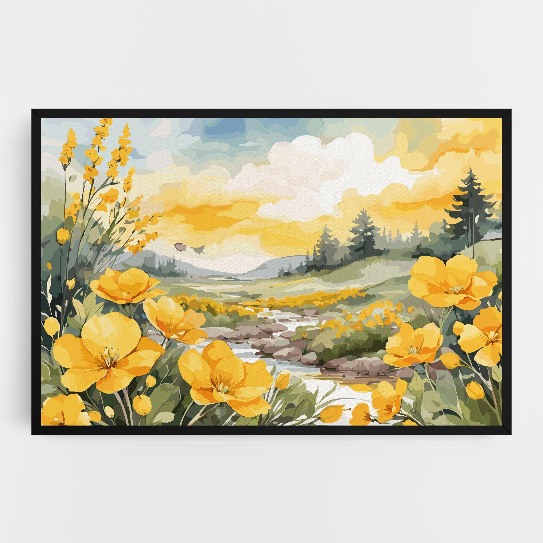 Tablou Canvas Yellow View Flower mockup 0