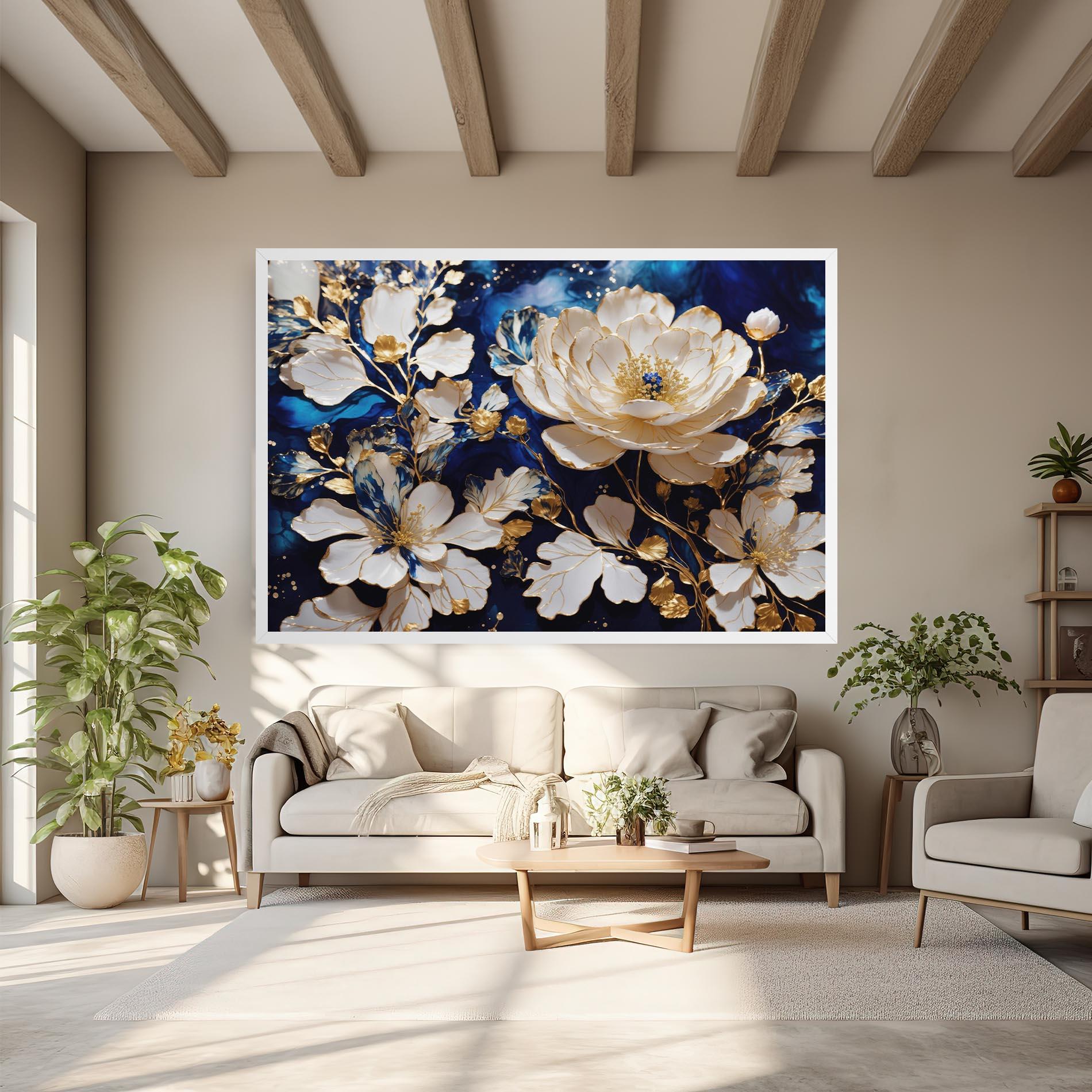 Tablou Canvas Beautiful Golden White Rose mockup 6