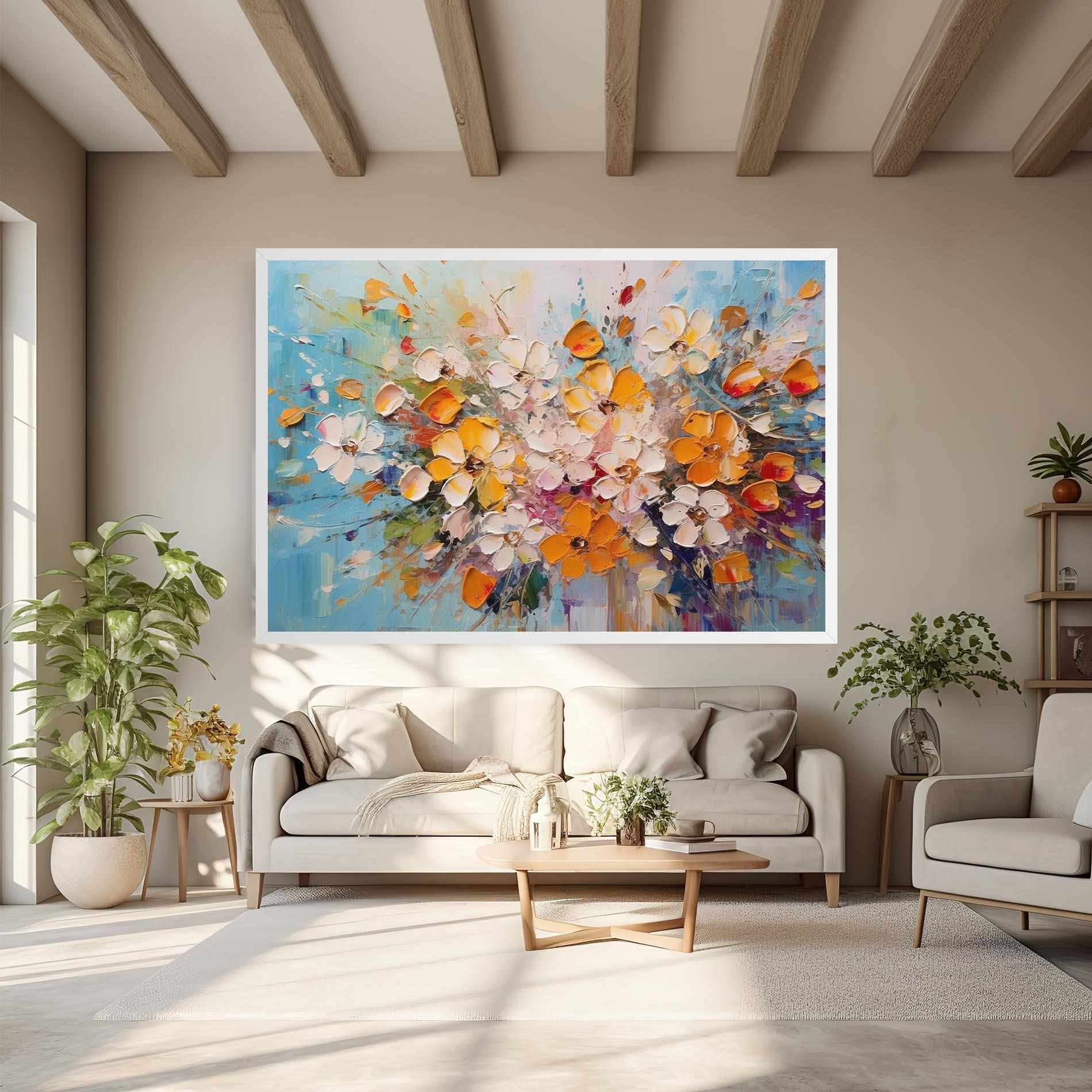 Tablou Canvas Pretty Flowers On Blue mockup 6