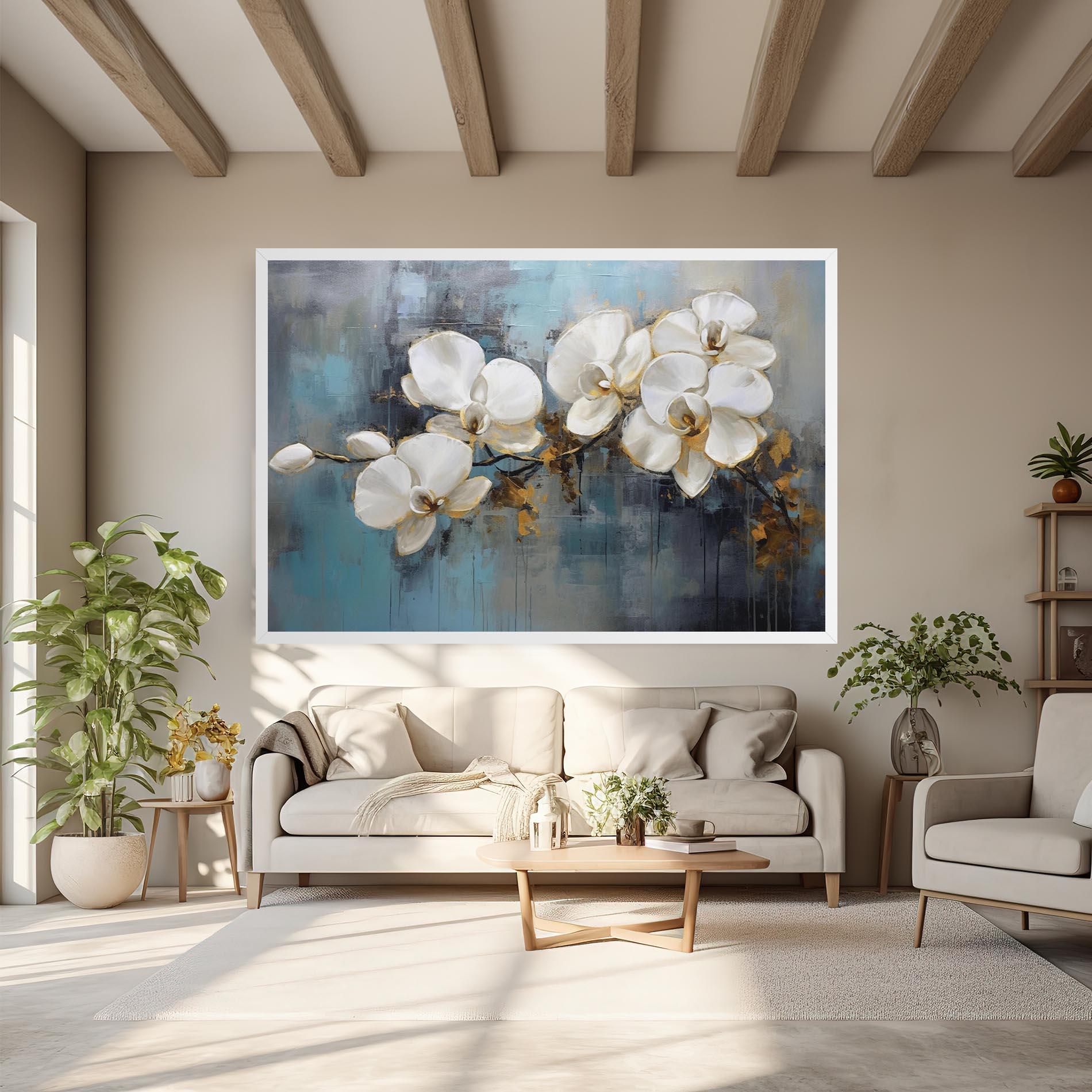 Tablou Canvas White Orchids Painting mockup 6
