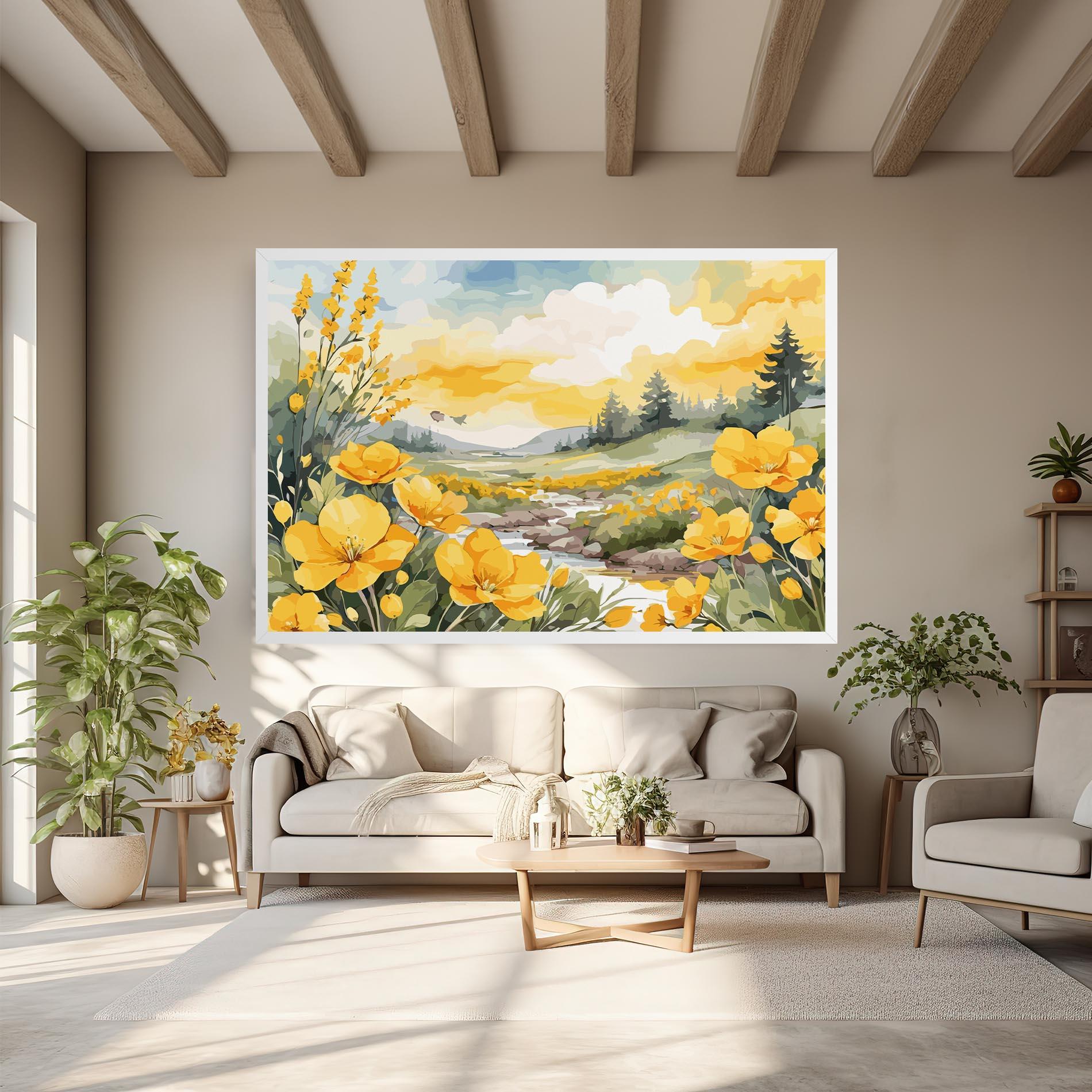 Tablou Canvas Yellow View Flower mockup 6