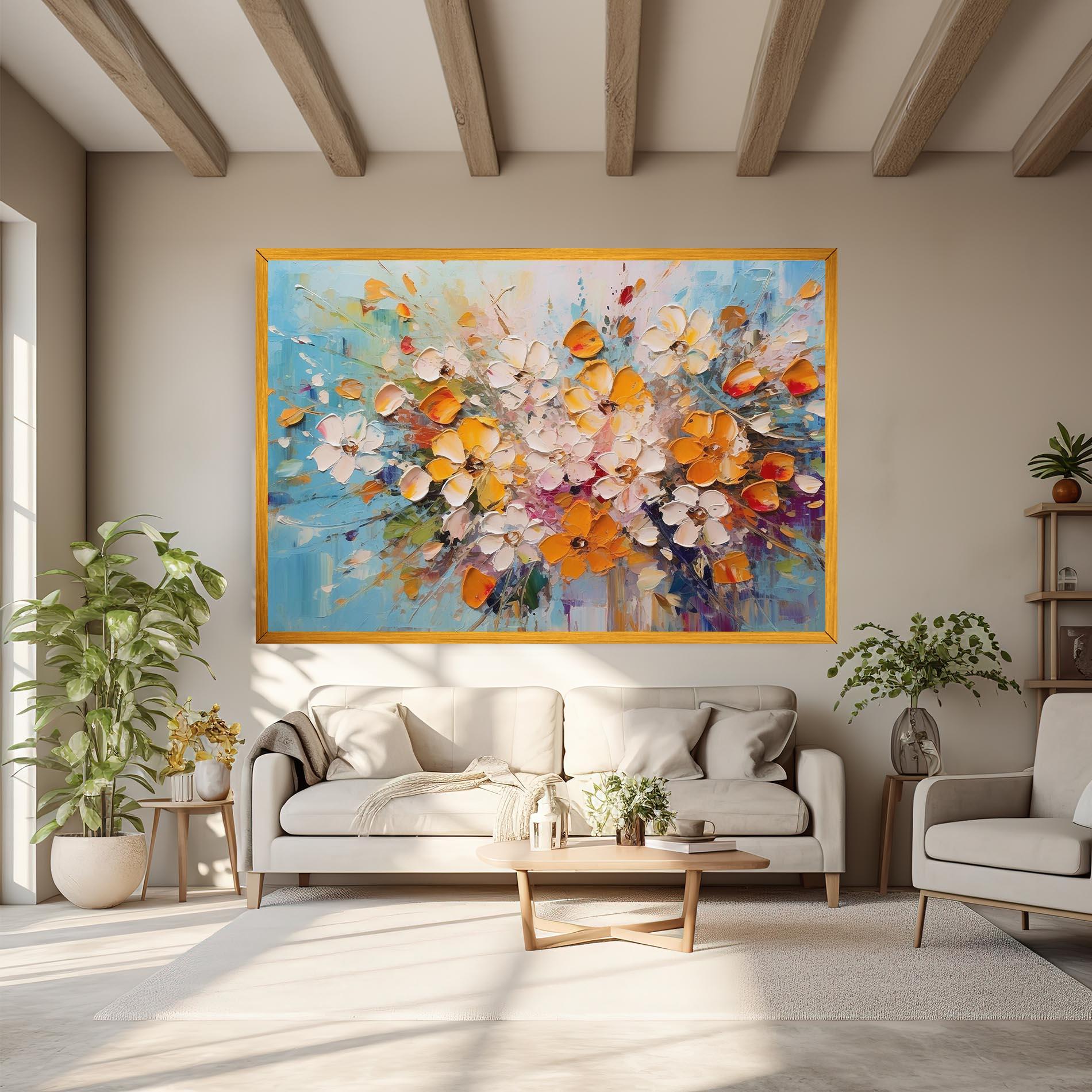 Tablou Canvas Pretty Flowers On Blue mockup 6