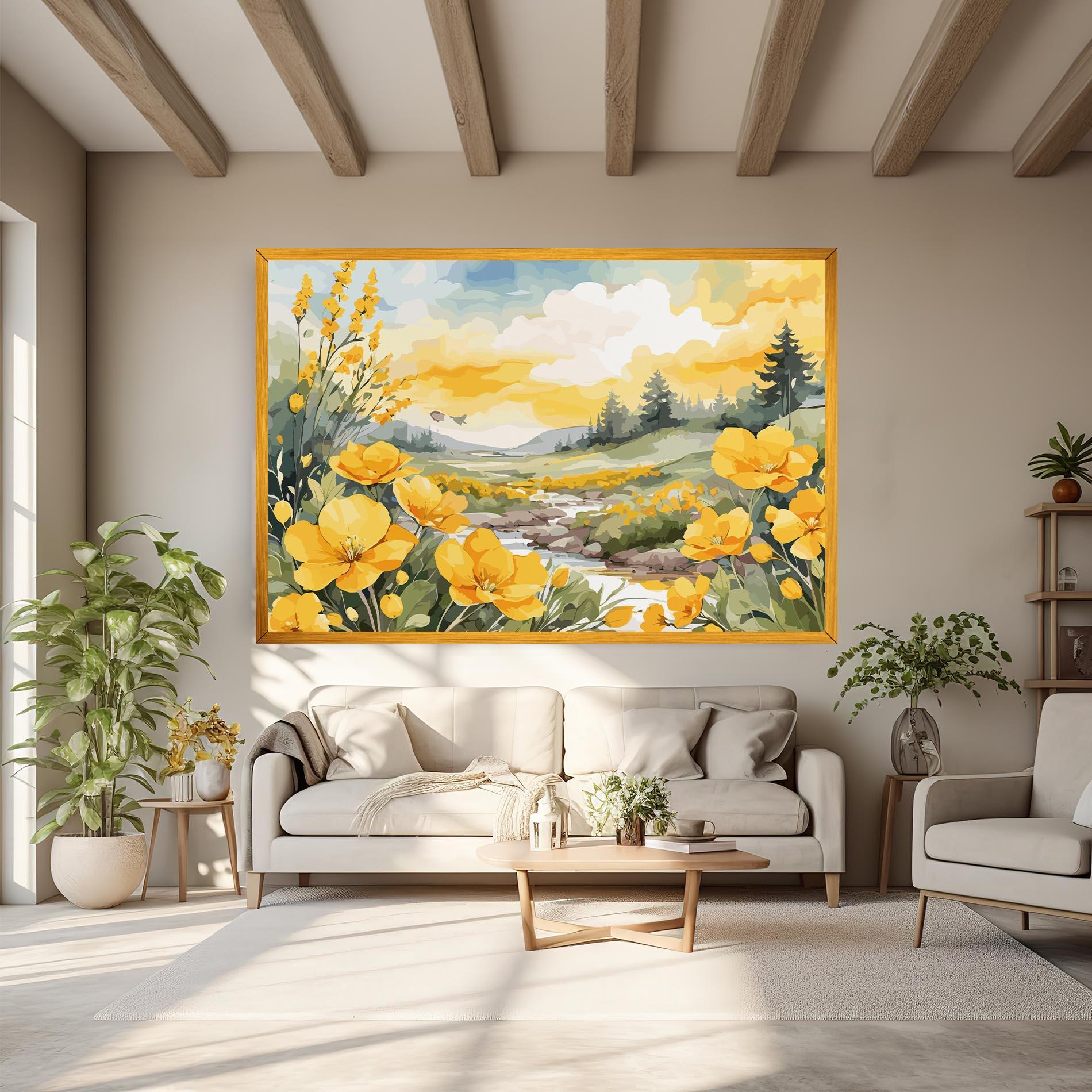 Tablou Canvas Yellow View Flower mockup 6