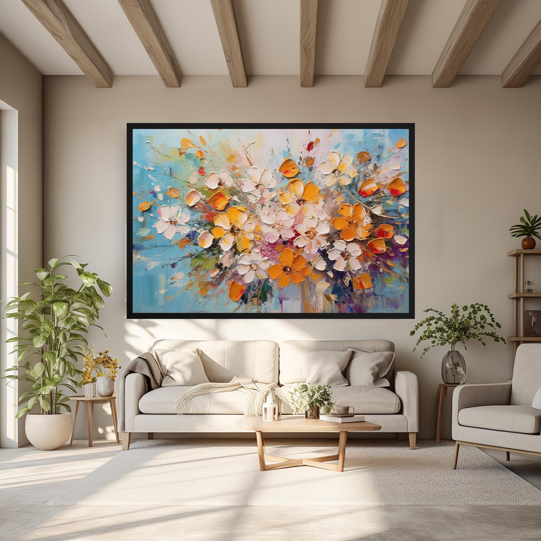 Tablou Canvas Pretty Flowers On Blue mockup 6