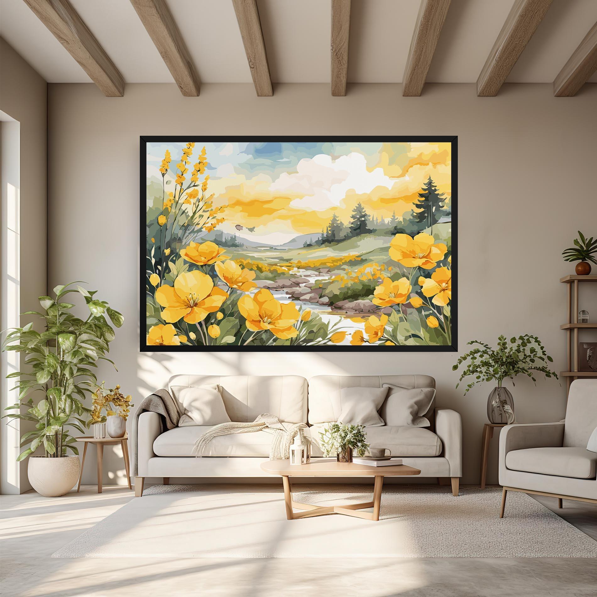 Tablou Canvas Yellow View Flower mockup 6