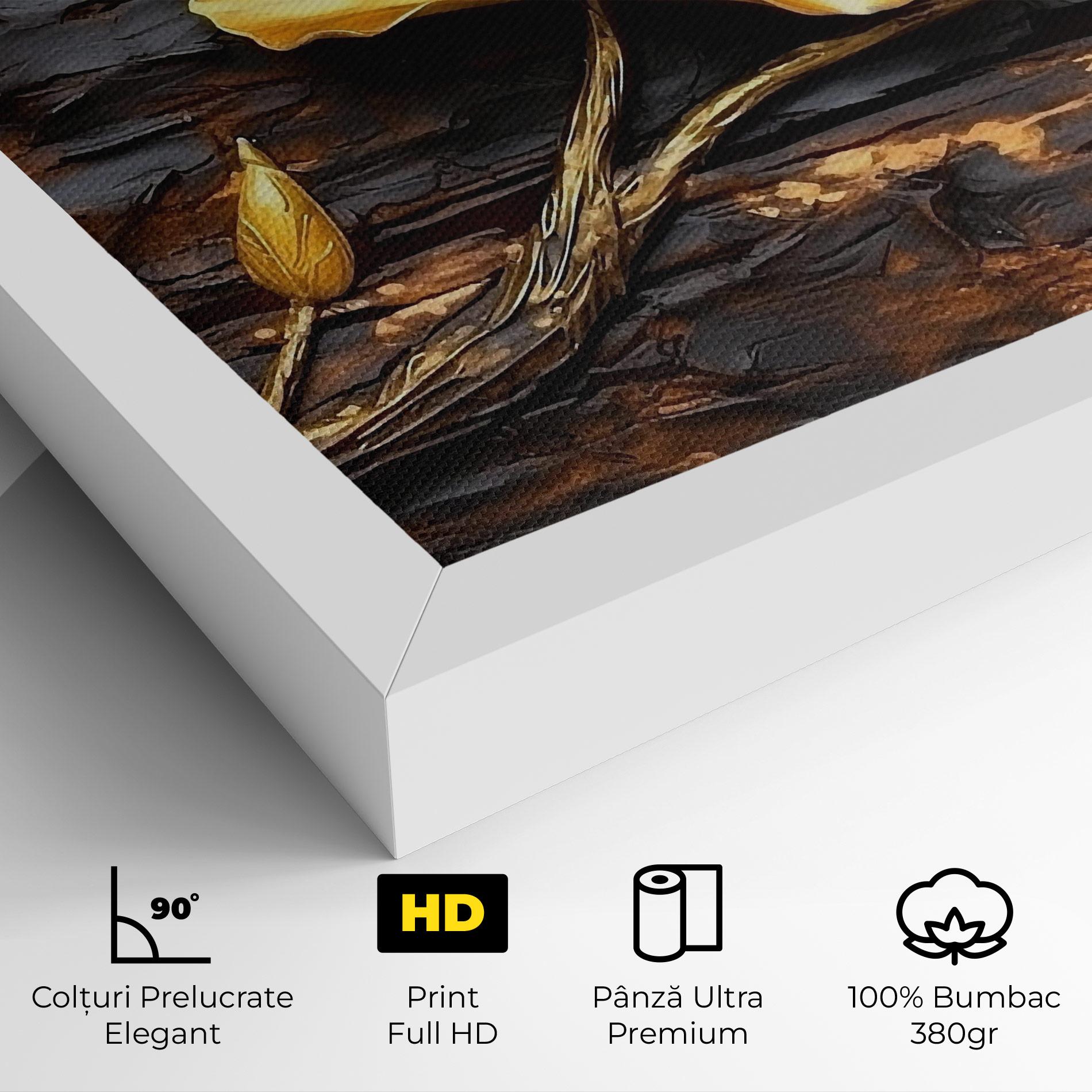 Tablou Canvas Golden Rose On Wood mockup 4