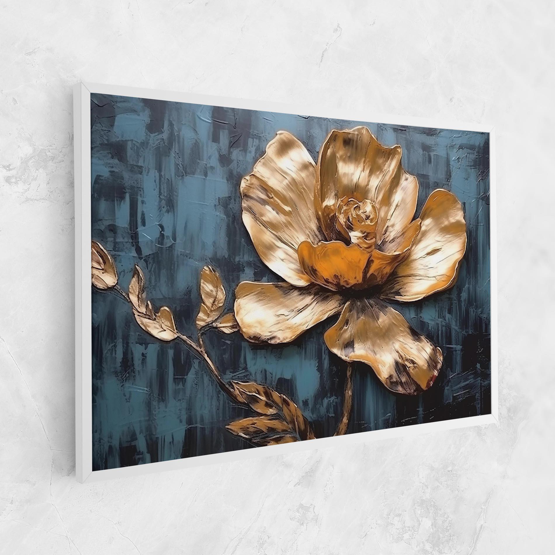 Tablou Canvas Golden Rose On Blue mockup 1