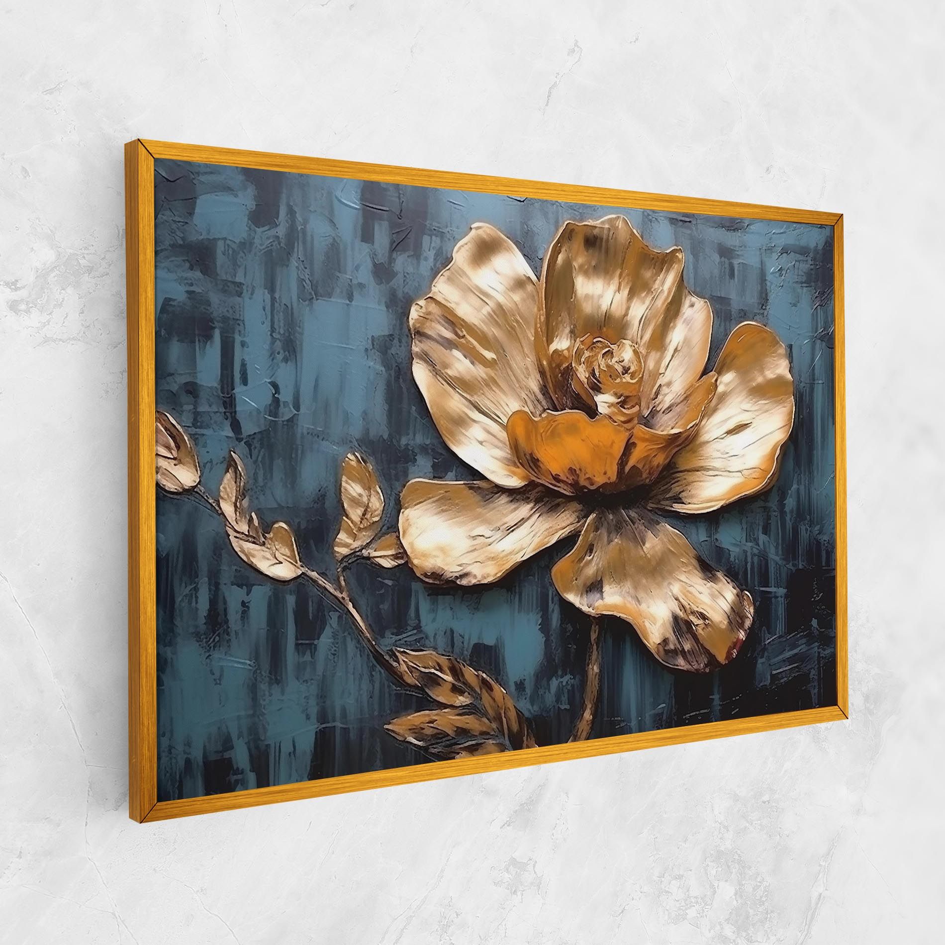 Golden Rose On Blue mockup 1