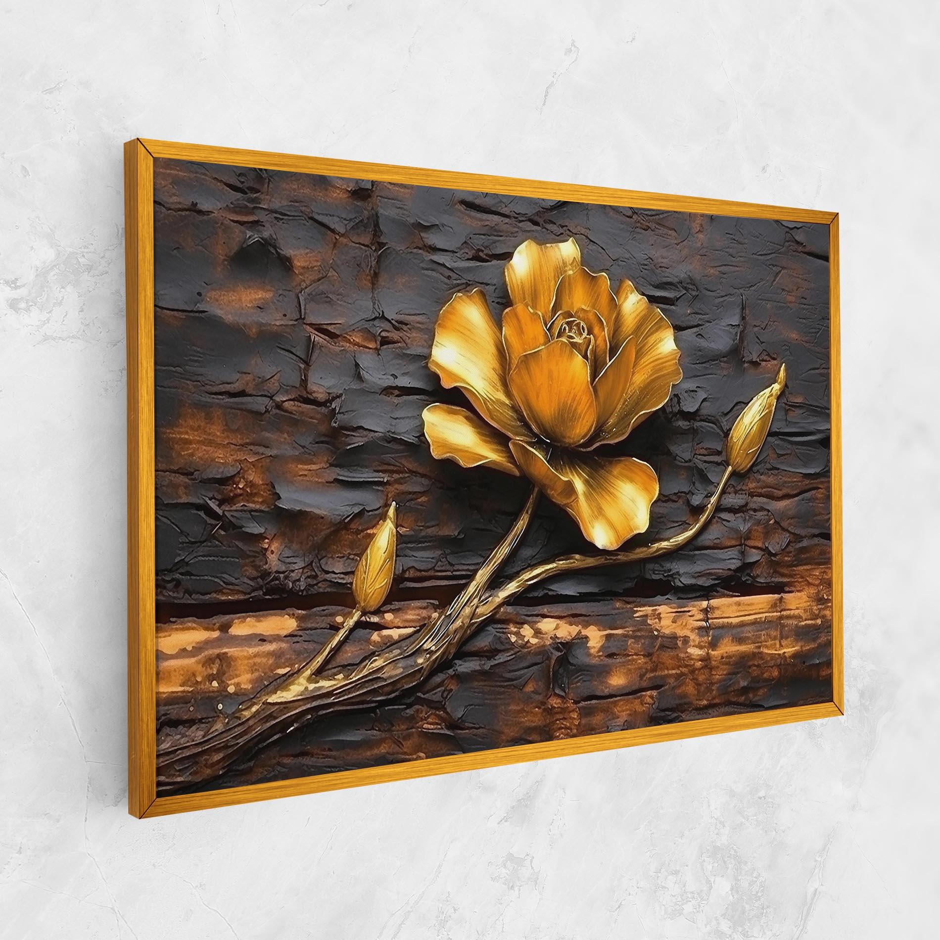 Tablou Canvas Golden Rose On Wood mockup 1