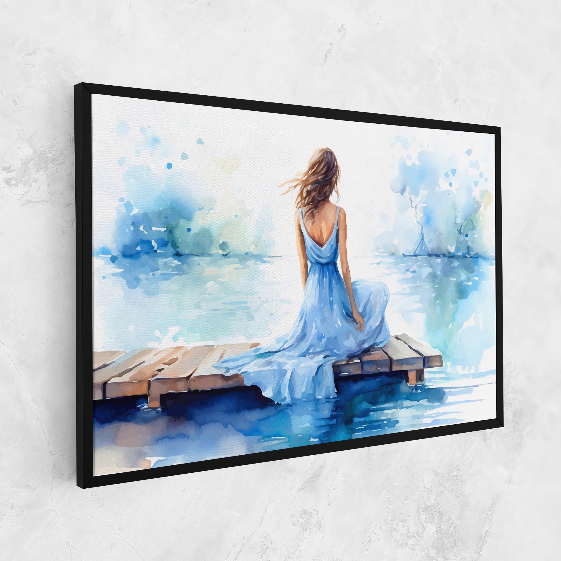 Tablou Canvas Lake Blue Woman mockup 1