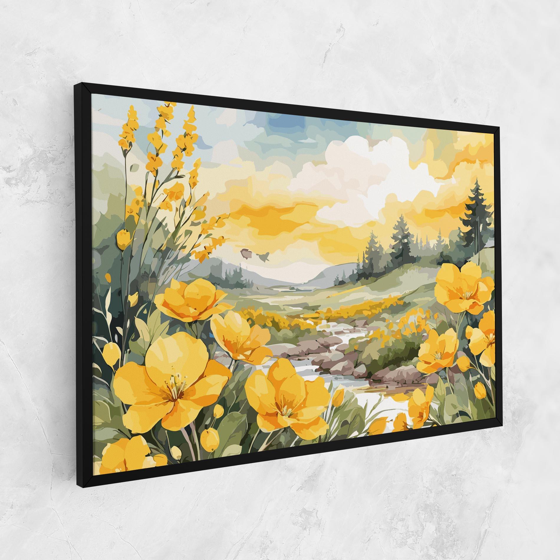 Tablou Canvas Yellow View Flower mockup 1