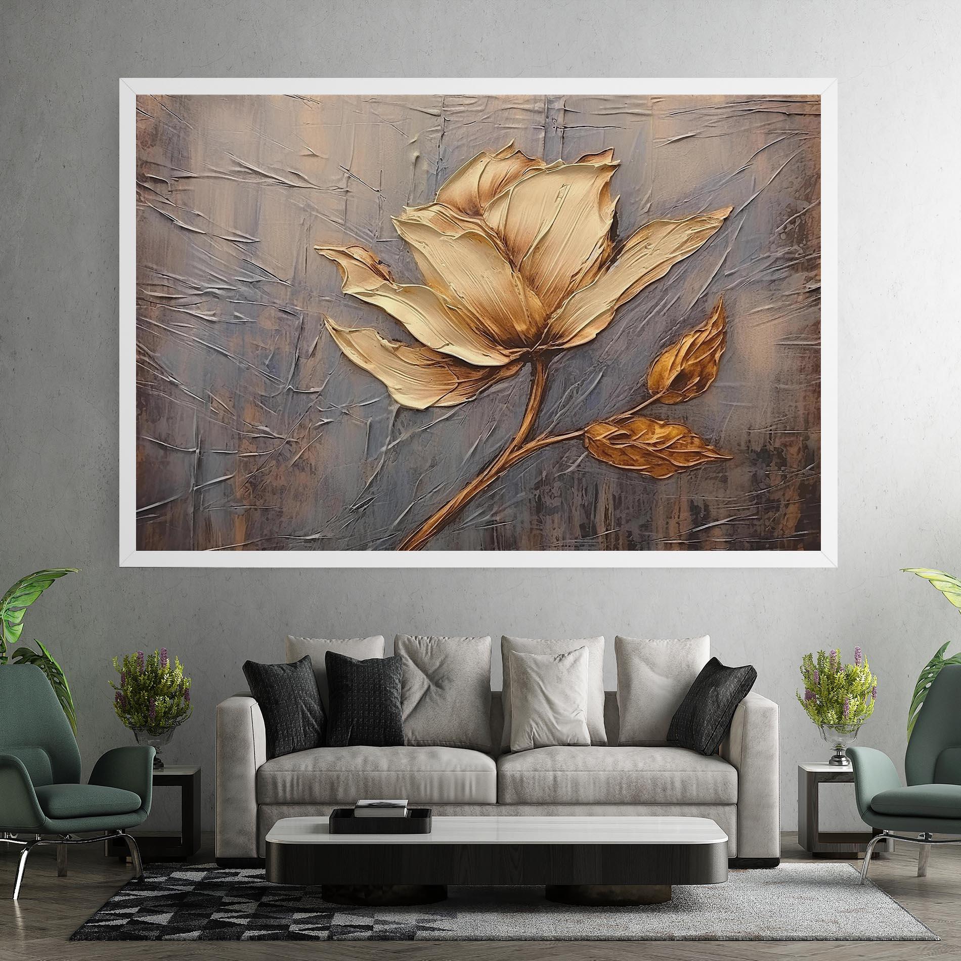 Tablou Canvas Cream Rose On Blue mockup 7