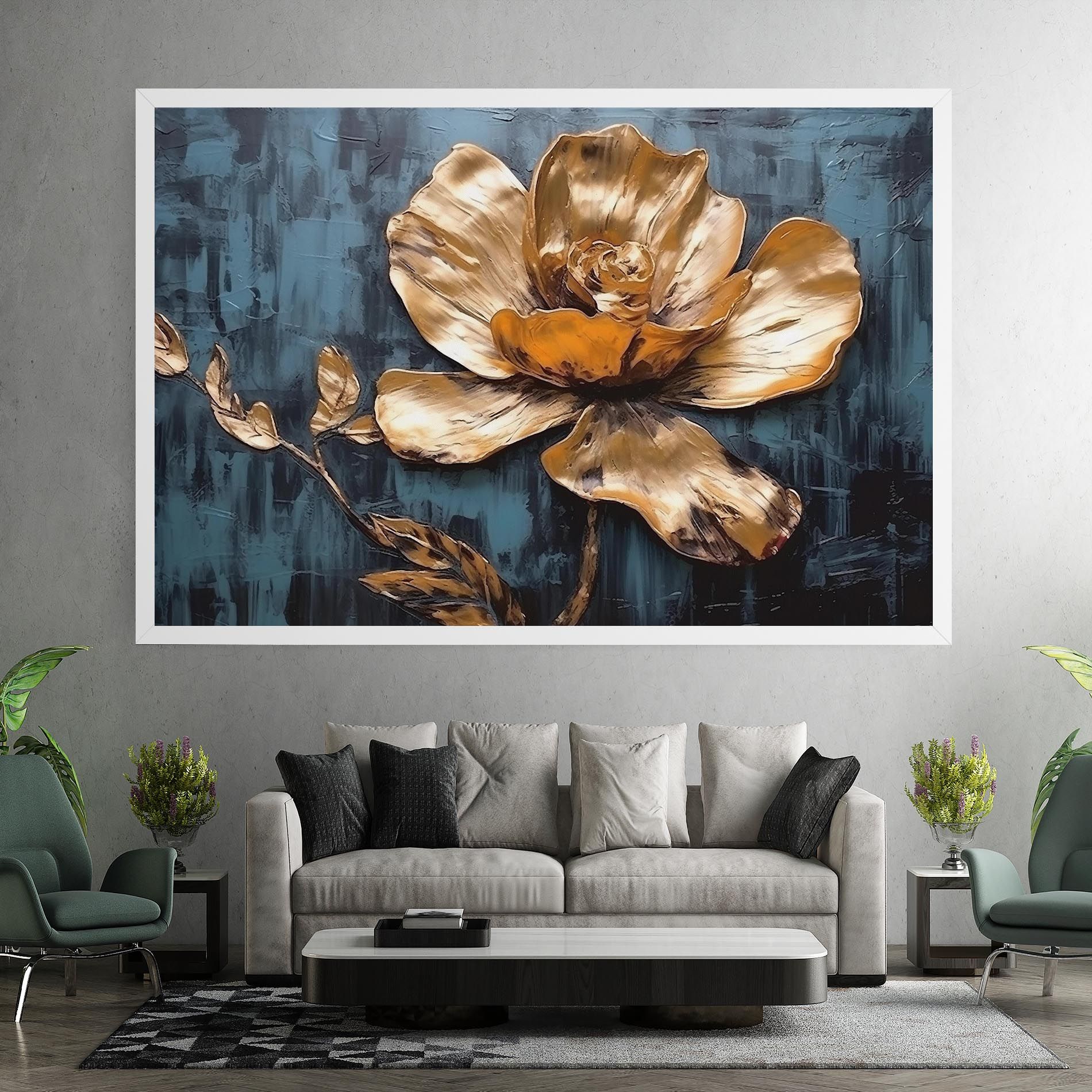 Golden Rose On Blue mockup 7
