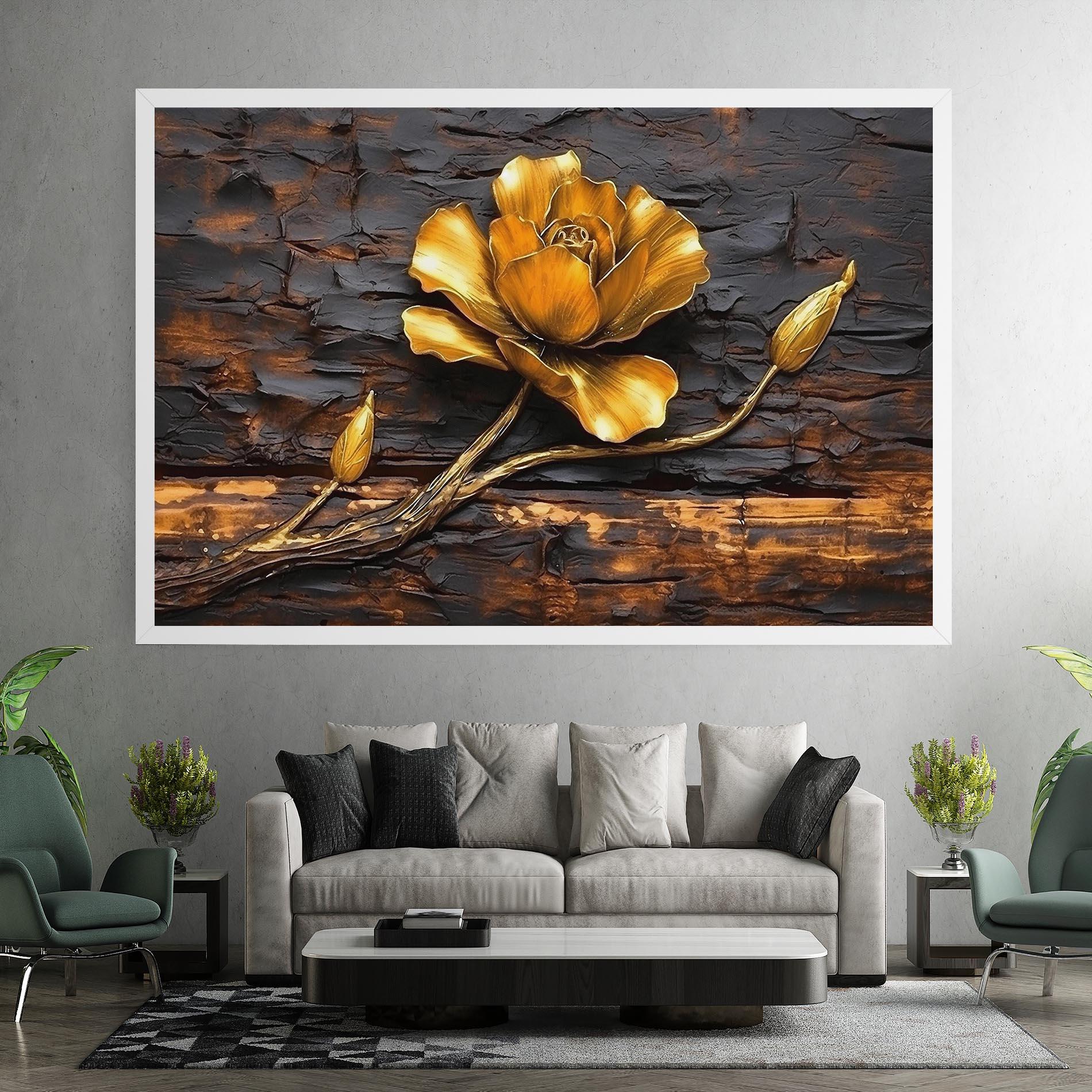 Tablou Canvas Golden Rose On Wood mockup 7