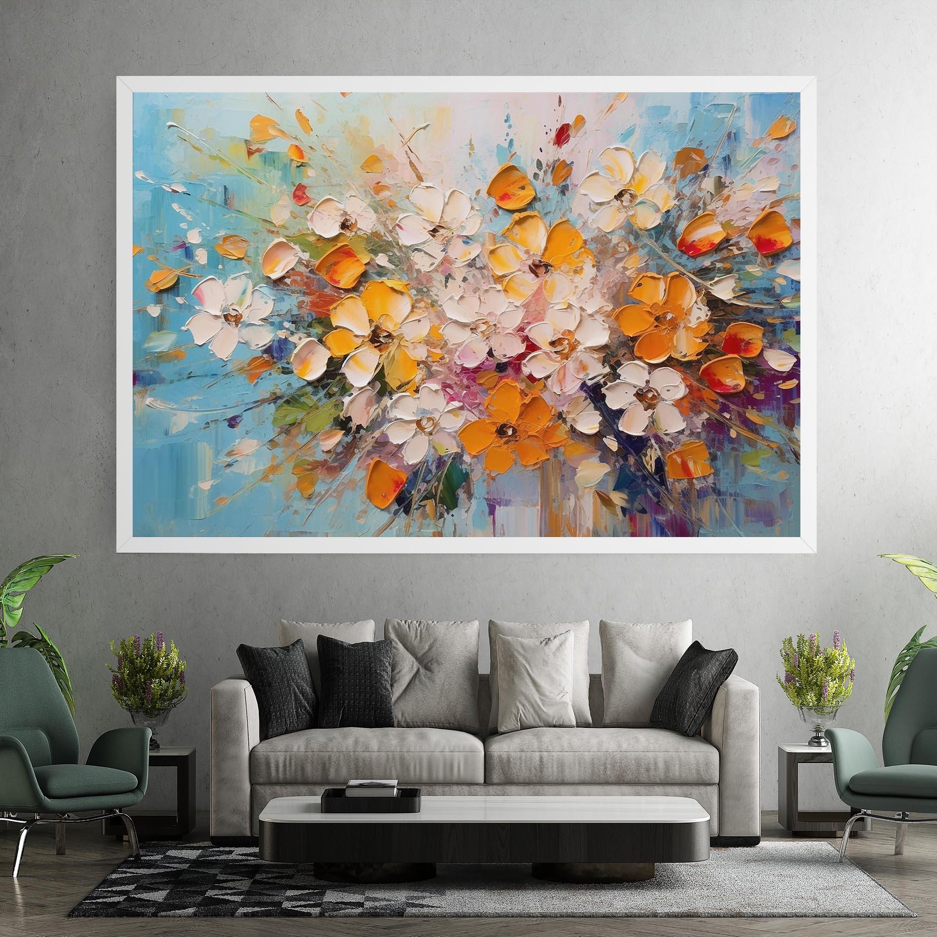 Tablou Canvas Pretty Flowers On Blue mockup 7