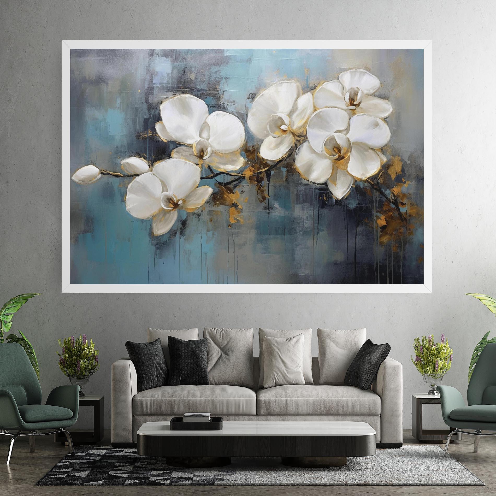 Tablou Canvas White Orchids Painting mockup 7