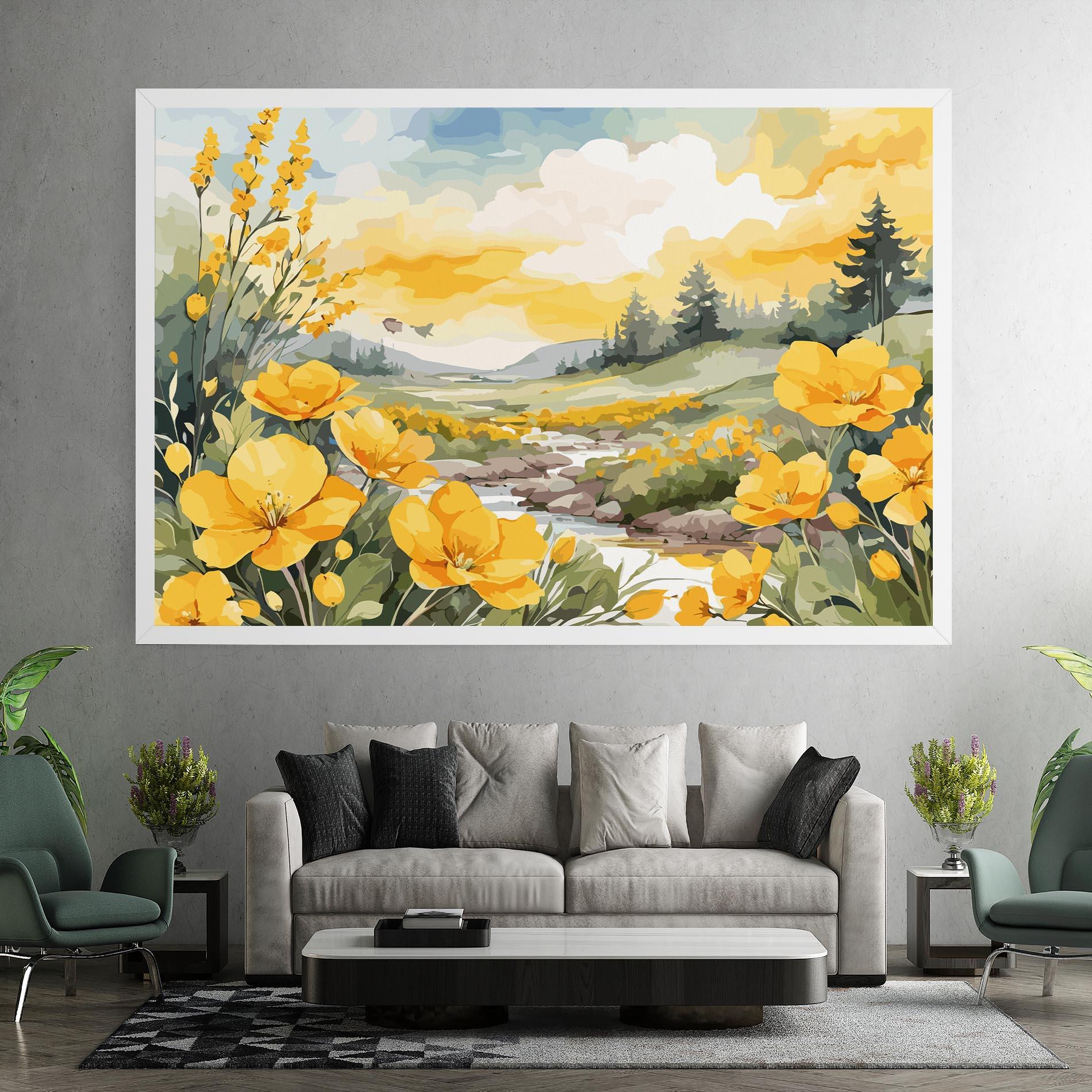 Tablou Canvas Yellow View Flower mockup 7