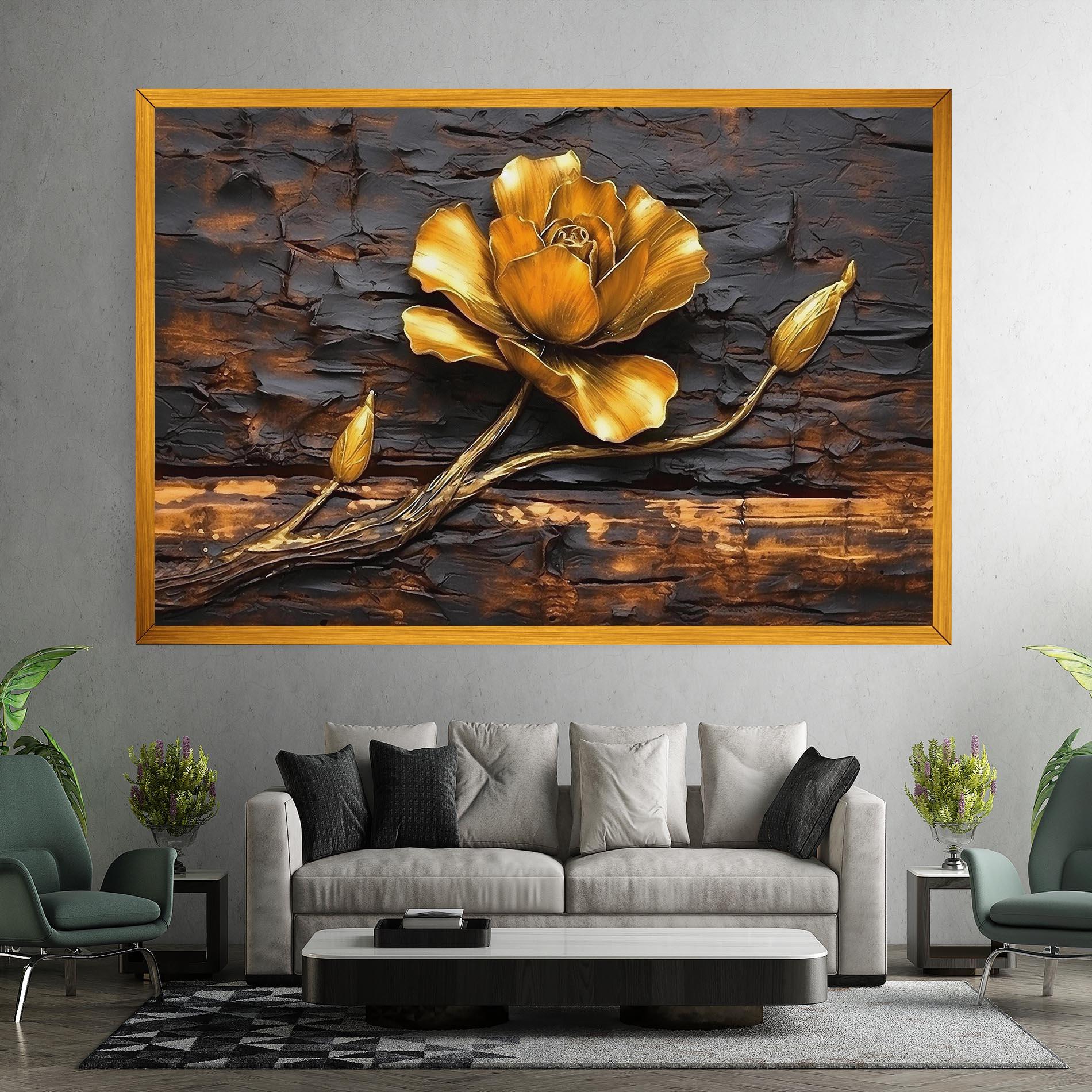 Tablou Canvas Golden Rose On Wood mockup 7