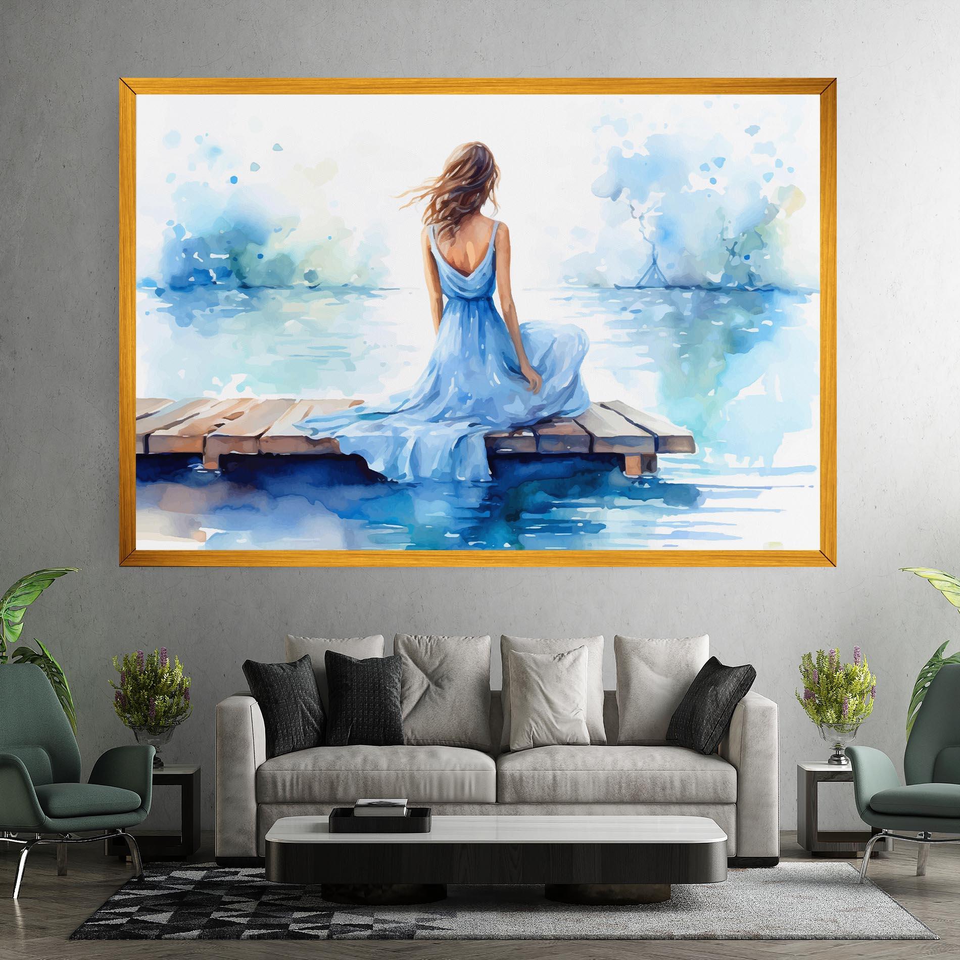 Tablou Canvas Lake Blue Woman mockup 7