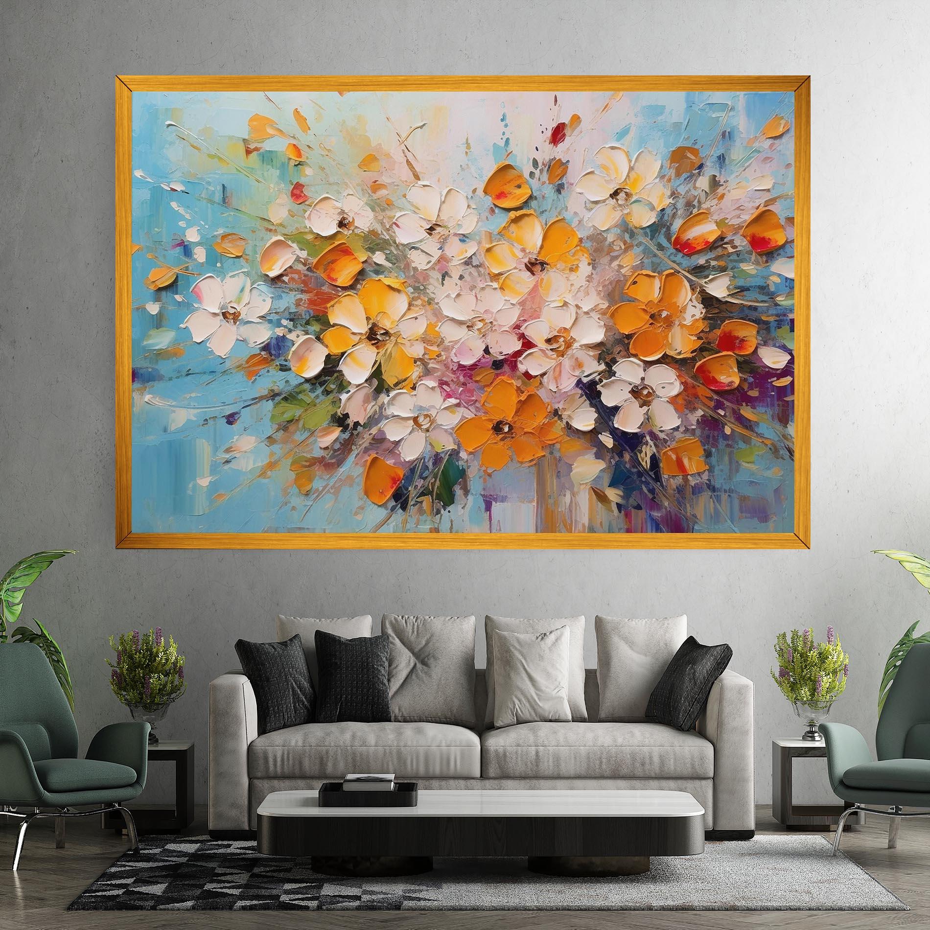 Tablou Canvas Pretty Flowers On Blue mockup 7