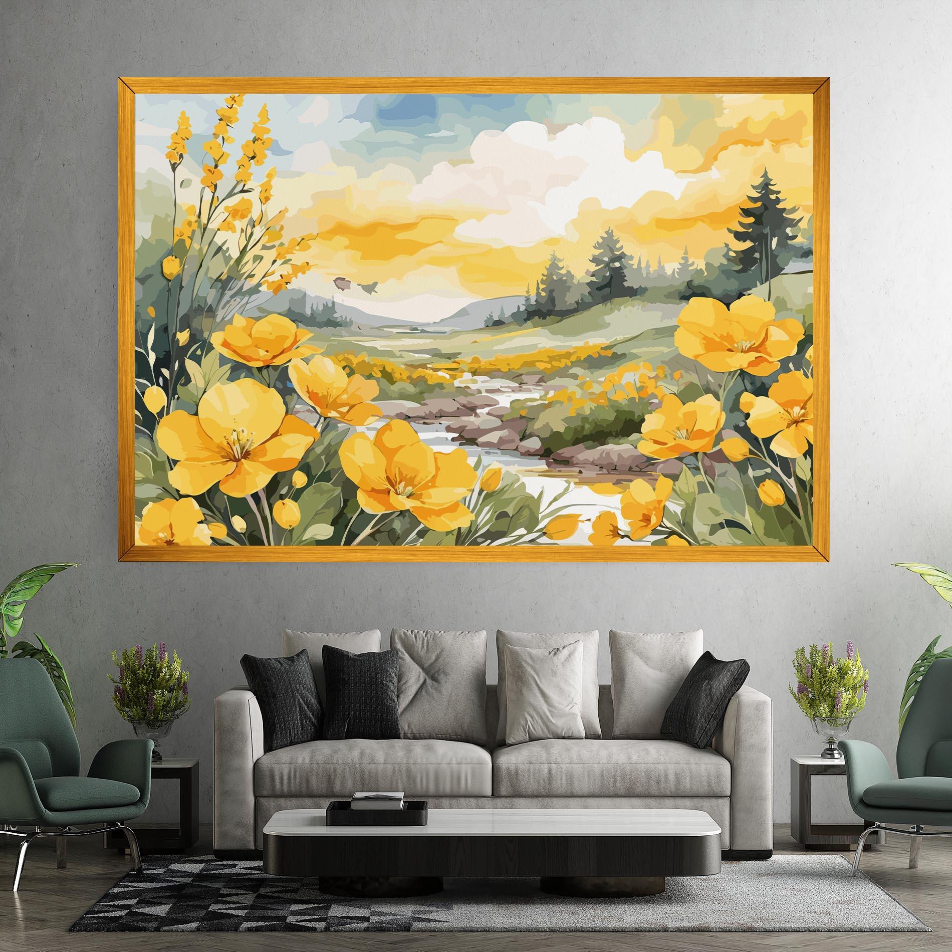 Tablou Canvas Yellow View Flower mockup 7