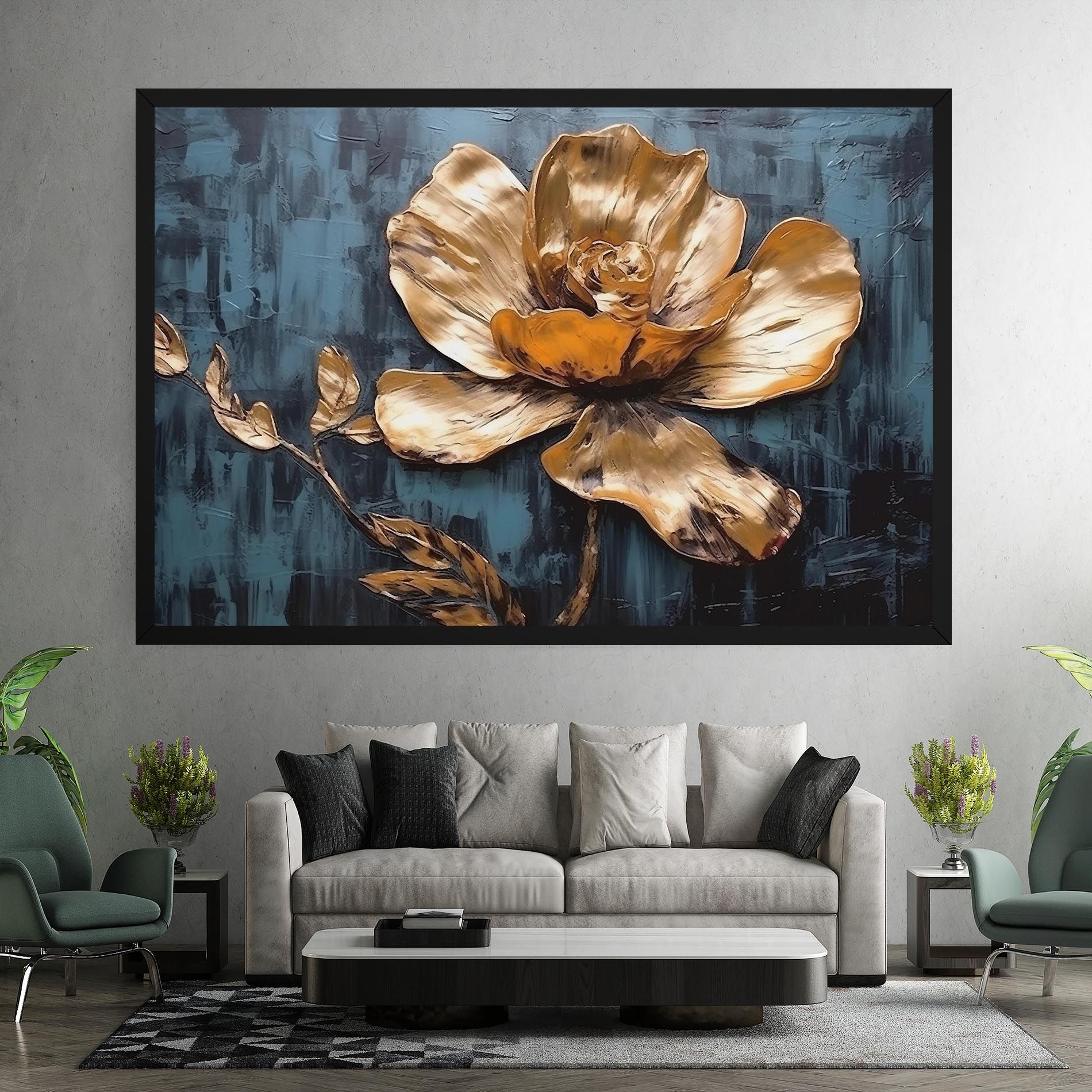 Golden Rose On Blue mockup 7