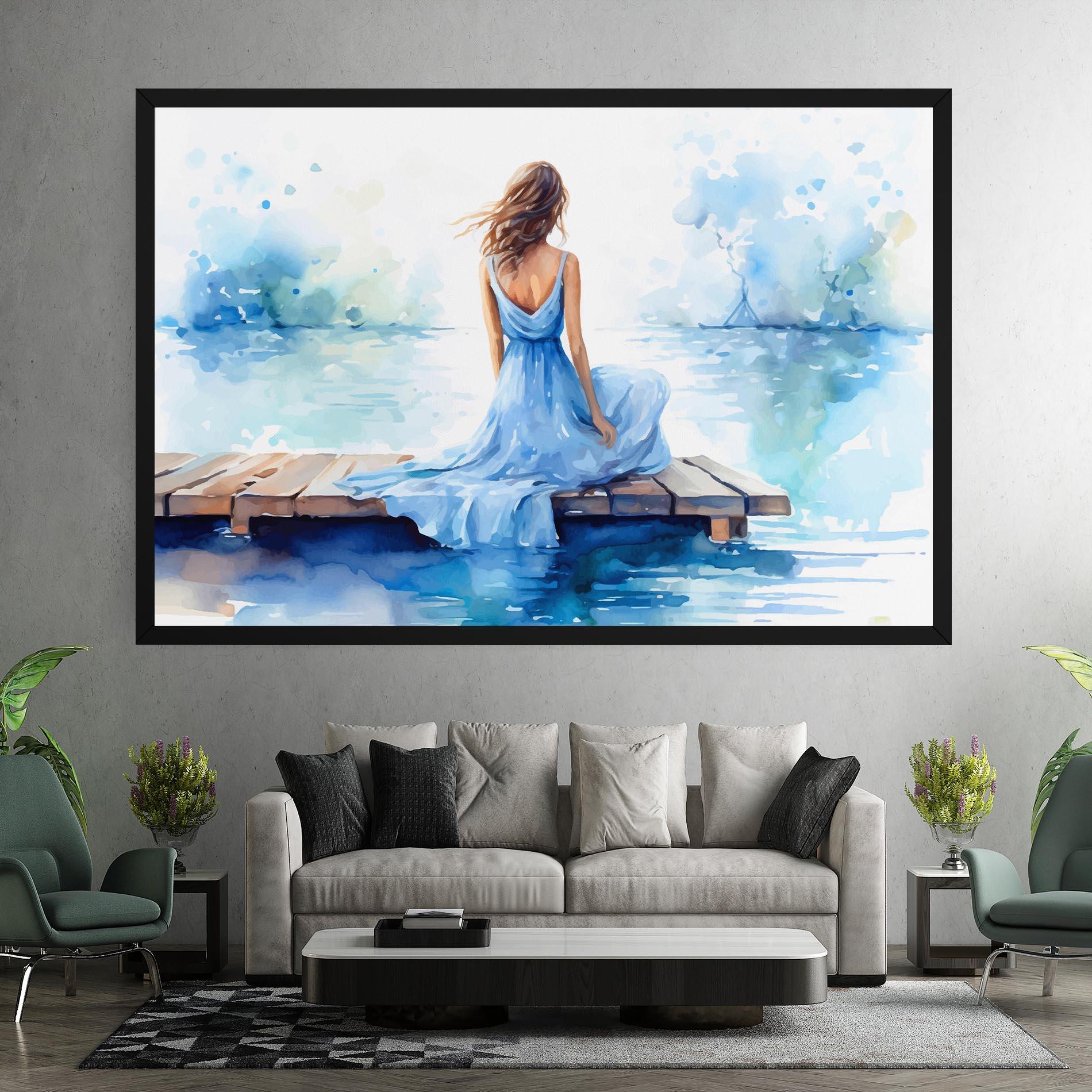 Tablou Canvas Lake Blue Woman mockup 7