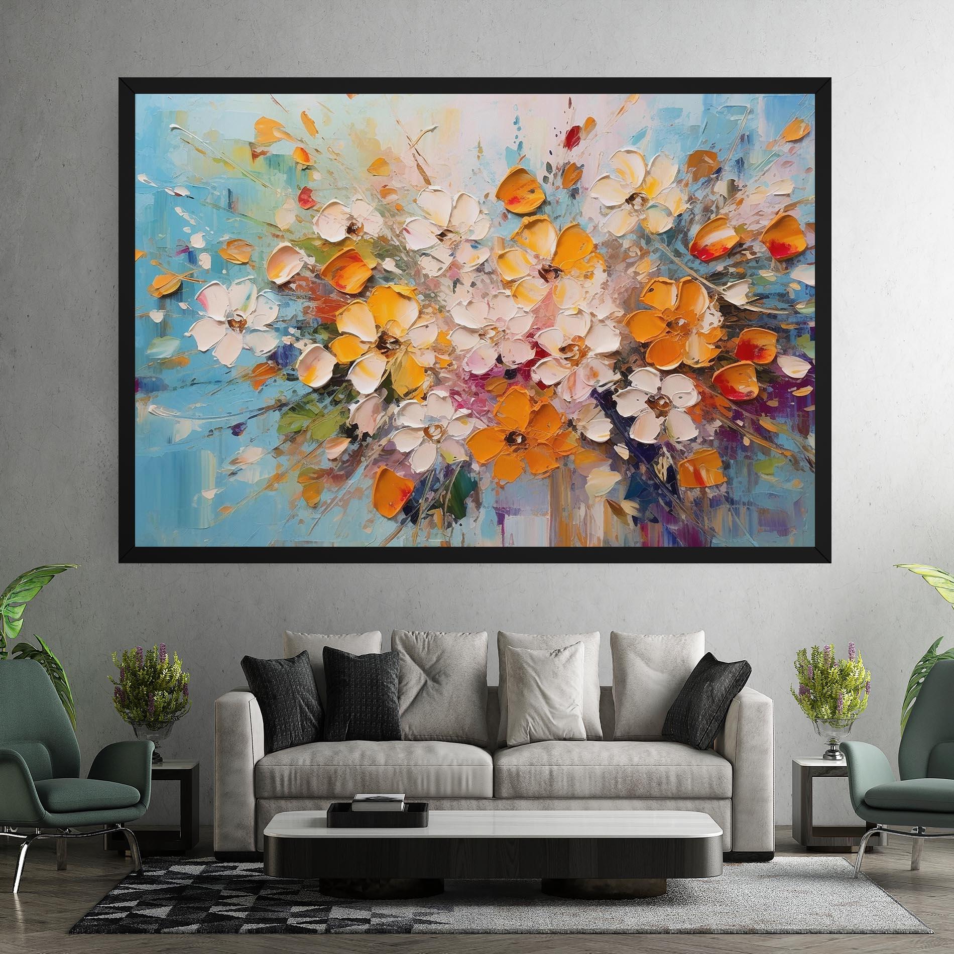 Tablou Canvas Pretty Flowers On Blue mockup 7